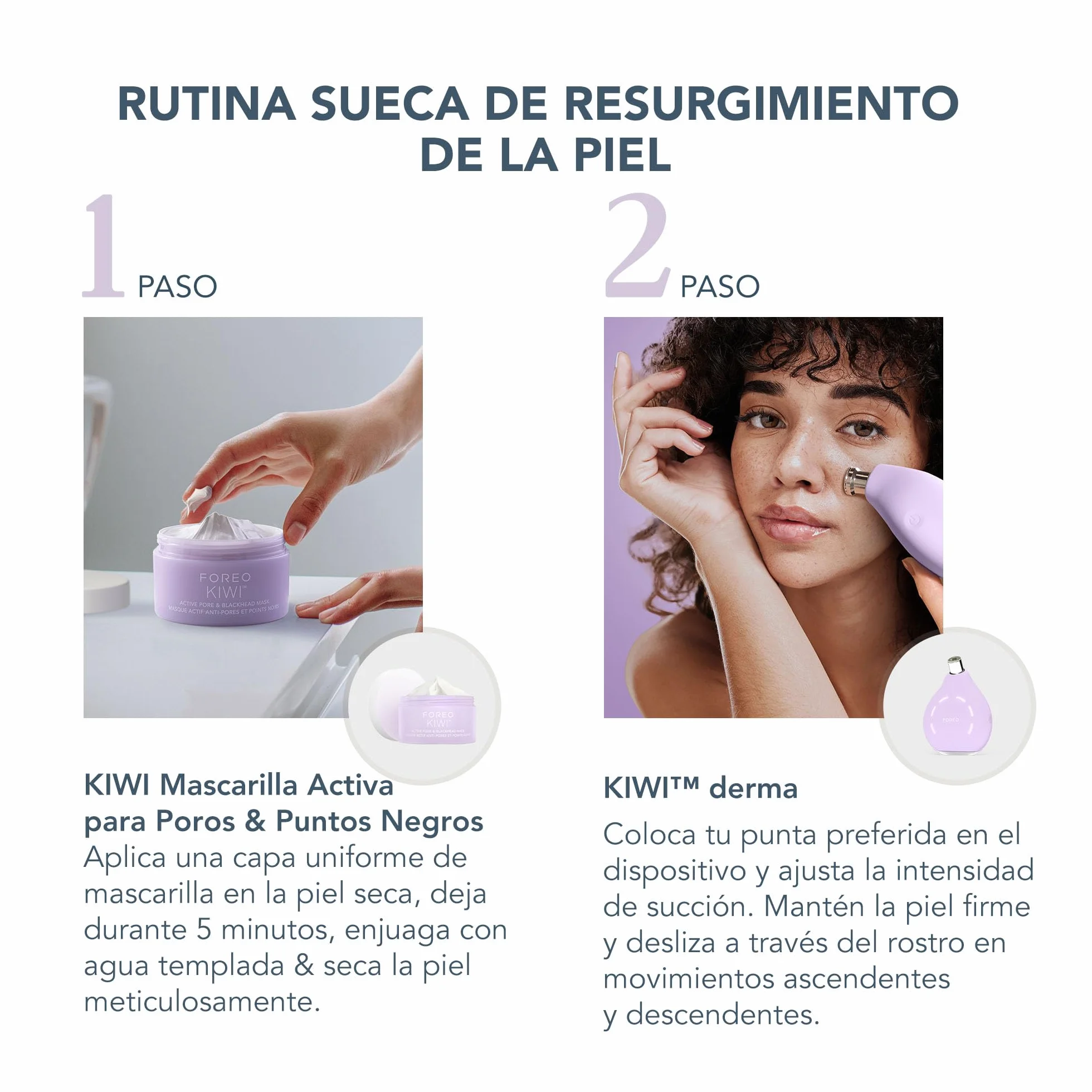 FOREO KIWI Derma Dispositivo de Microdermoabrasión Succionador Extractor Puntos Negros Mascarilla Activa Poros 100g