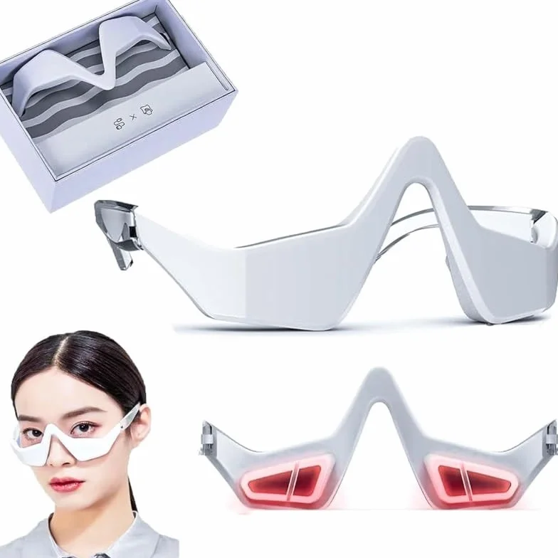 Gafas de terapia de luz roja para cuidado de la piel, reduce ojeras, hinchazón y arrugas (blanco)