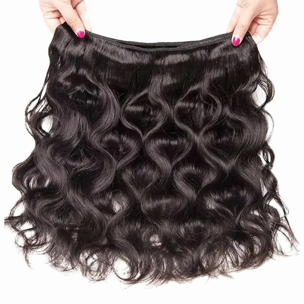 Extensiones de pelo humano sin procesar, extensiones de pelo humano sin procesar, doble trama #1B, color negro natural, 3 paquetes por paquete, 150 g, 18, 20 y 22 pulgadas