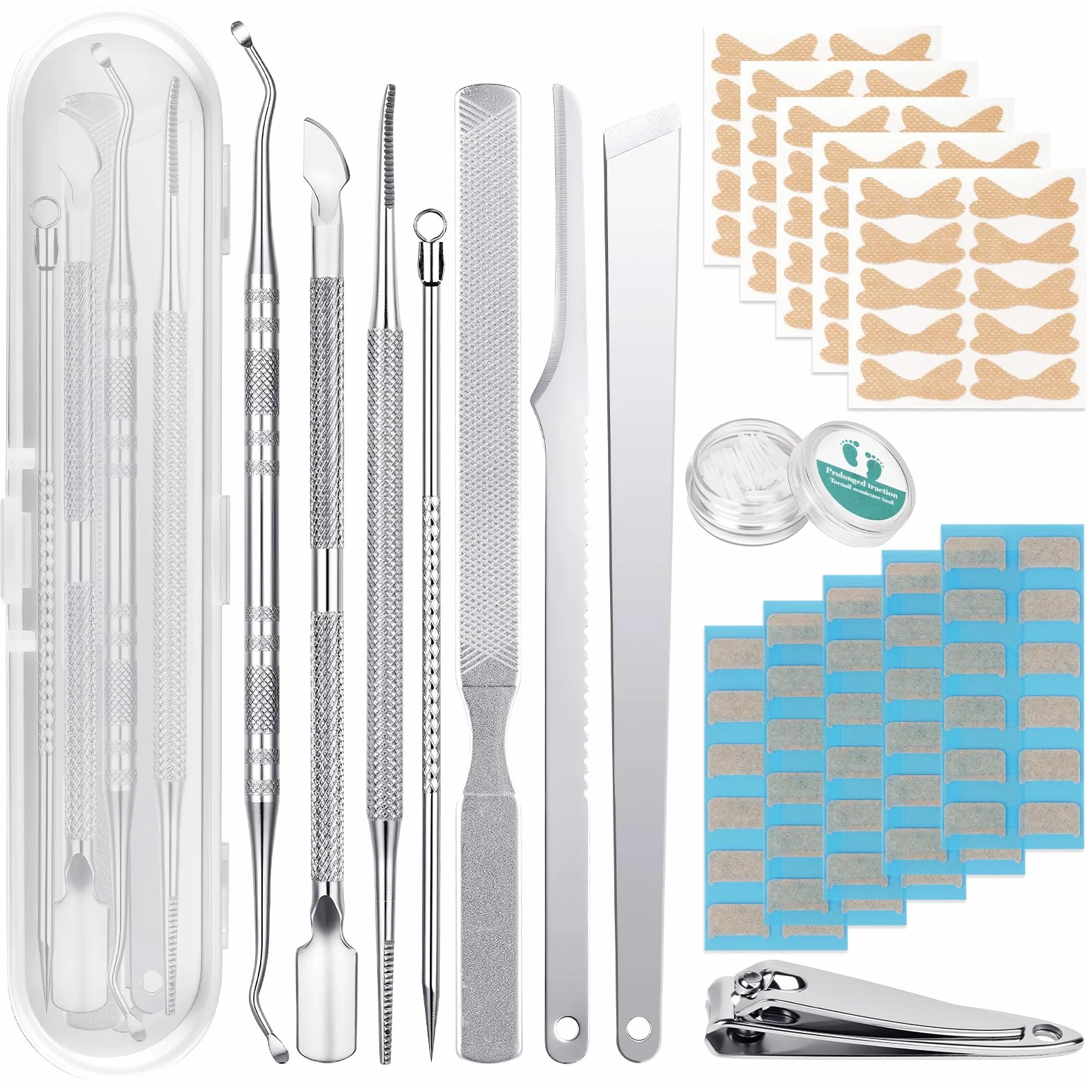 Beugo Juego de Uñas Encarnadas 168 PCS, 7 en 1 Kit de Pedicura en Acero Inoxidable con Cortaúñas
