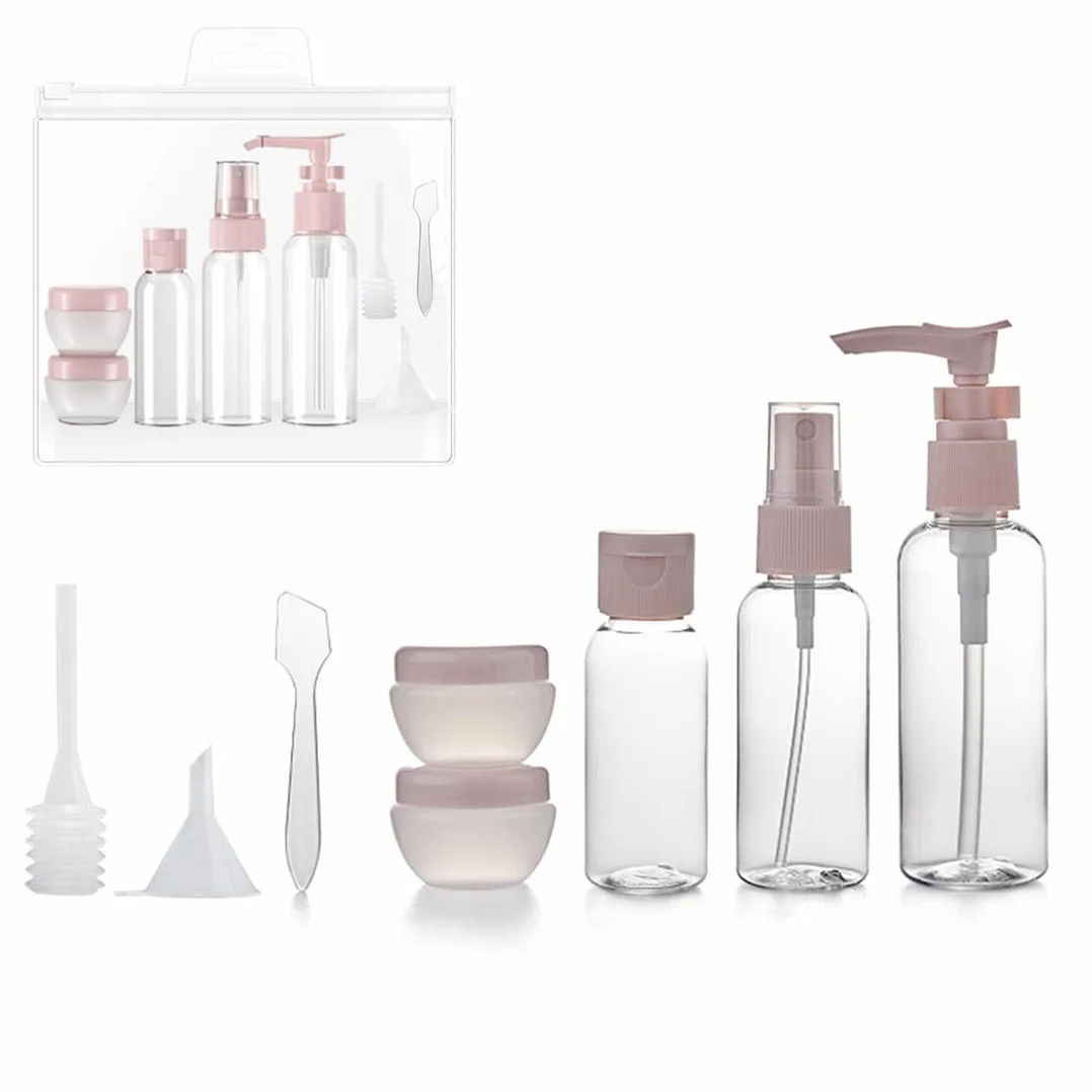 Botellas de viaje rellenables 8 piezas para champú loción enjuague gel de ducha