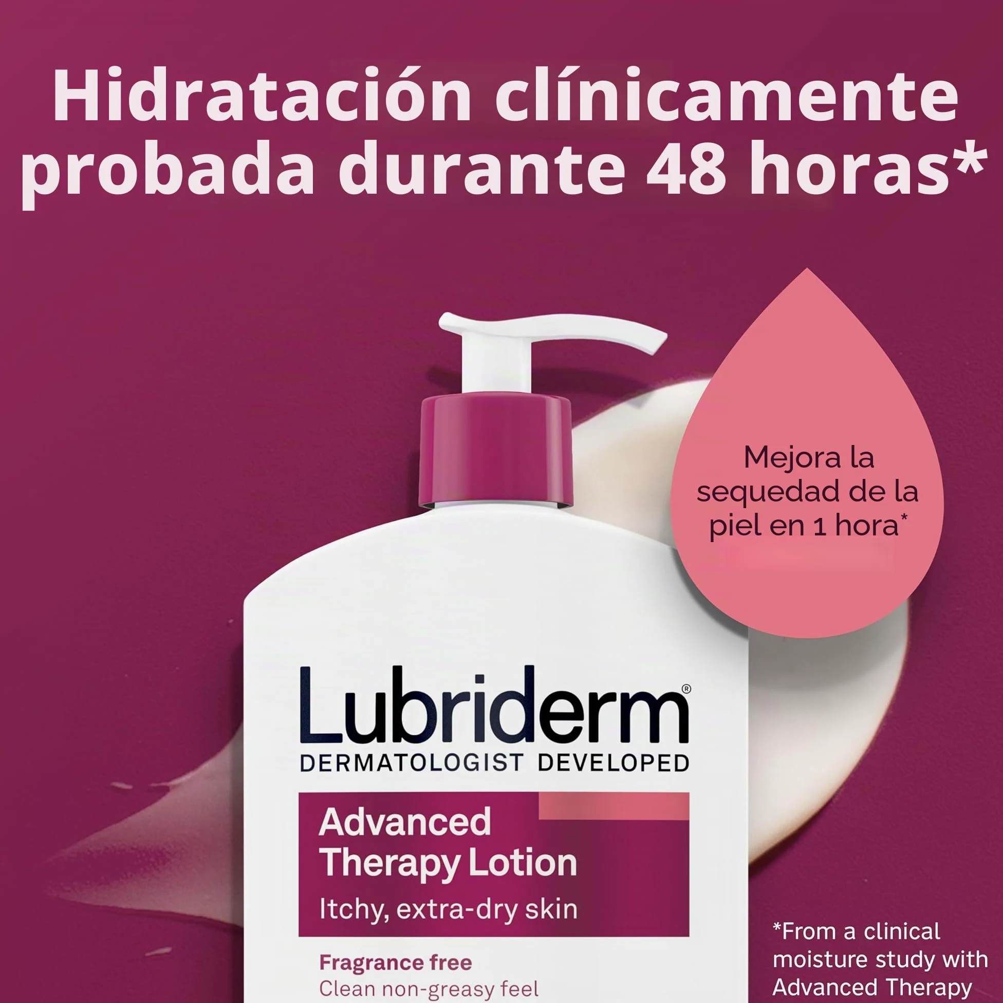 Lubriderm Advanced Therapy Loción corporal, loción sin fragancia para piel extremadamente seca, hidratación pro-ceramida para piel sensible, seca y sensible, loción para manos y cuerpo, no grasosa