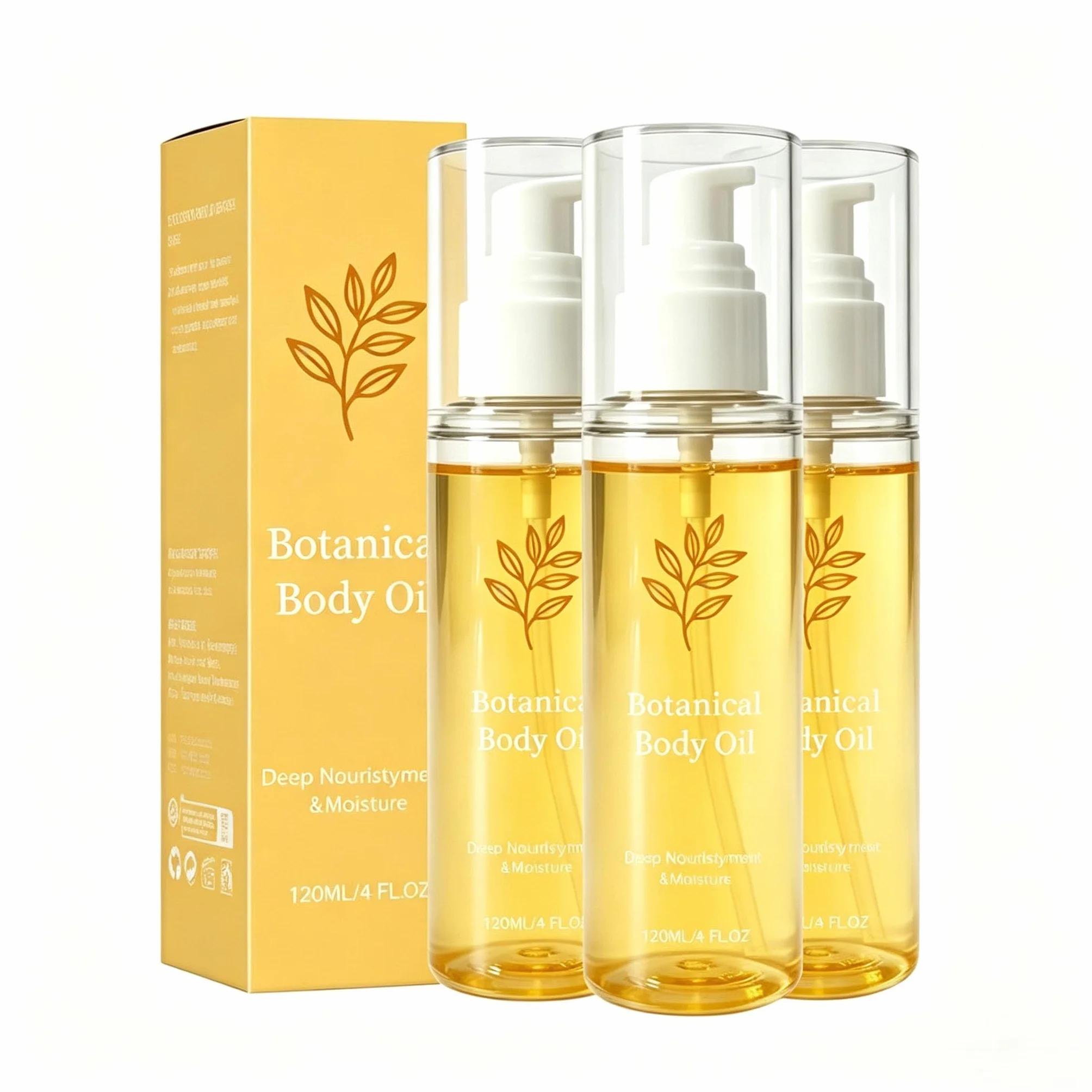 Aceite corporal botánico, aceite corporal hidratante no graso, suaviza el aspecto de la piel arrugada, apto para todo tipo de pieles,3PCS