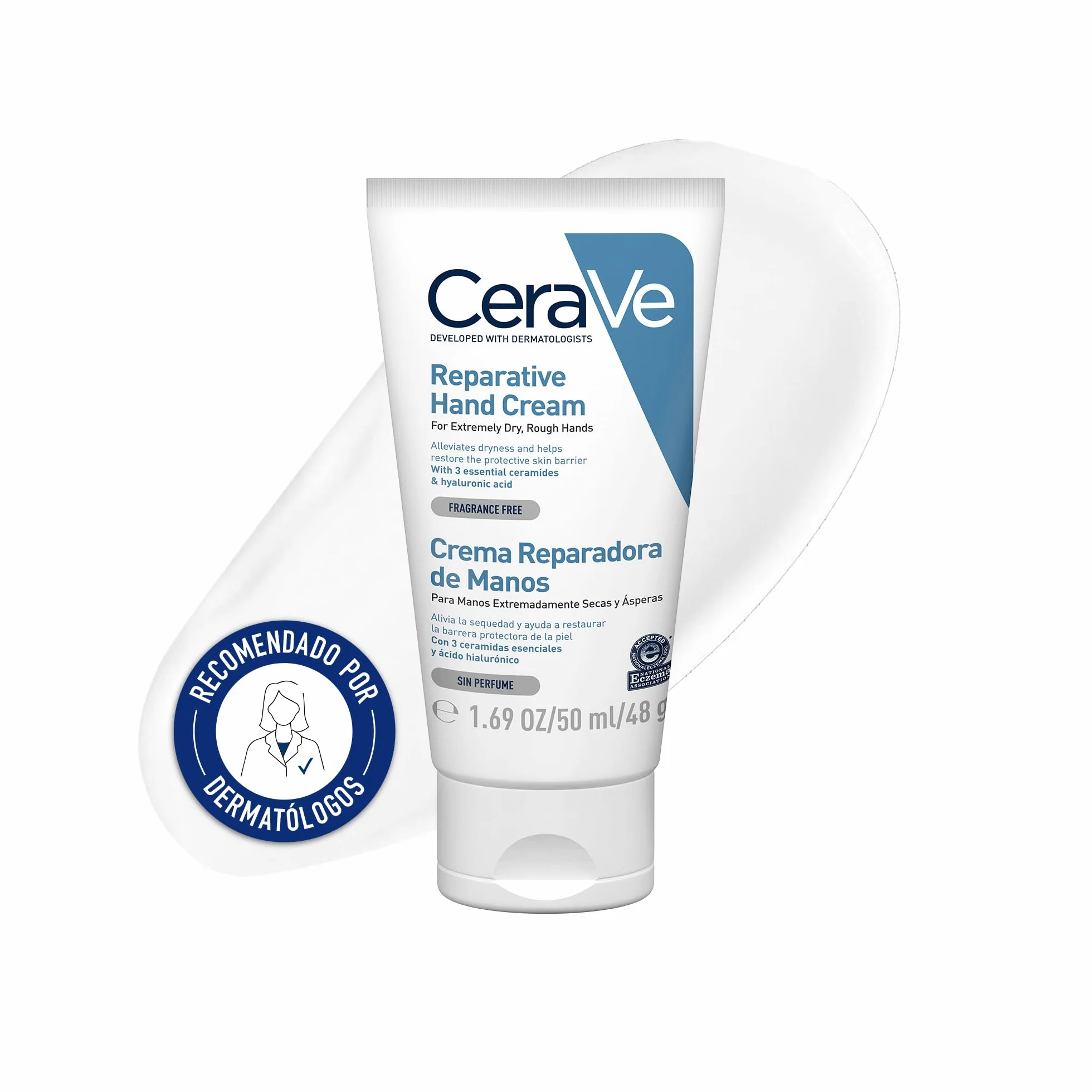 CeraVe Crema Reparadora de Manos 50ml con 3 Ceramidas Esenciales y Ácido Hialurónico