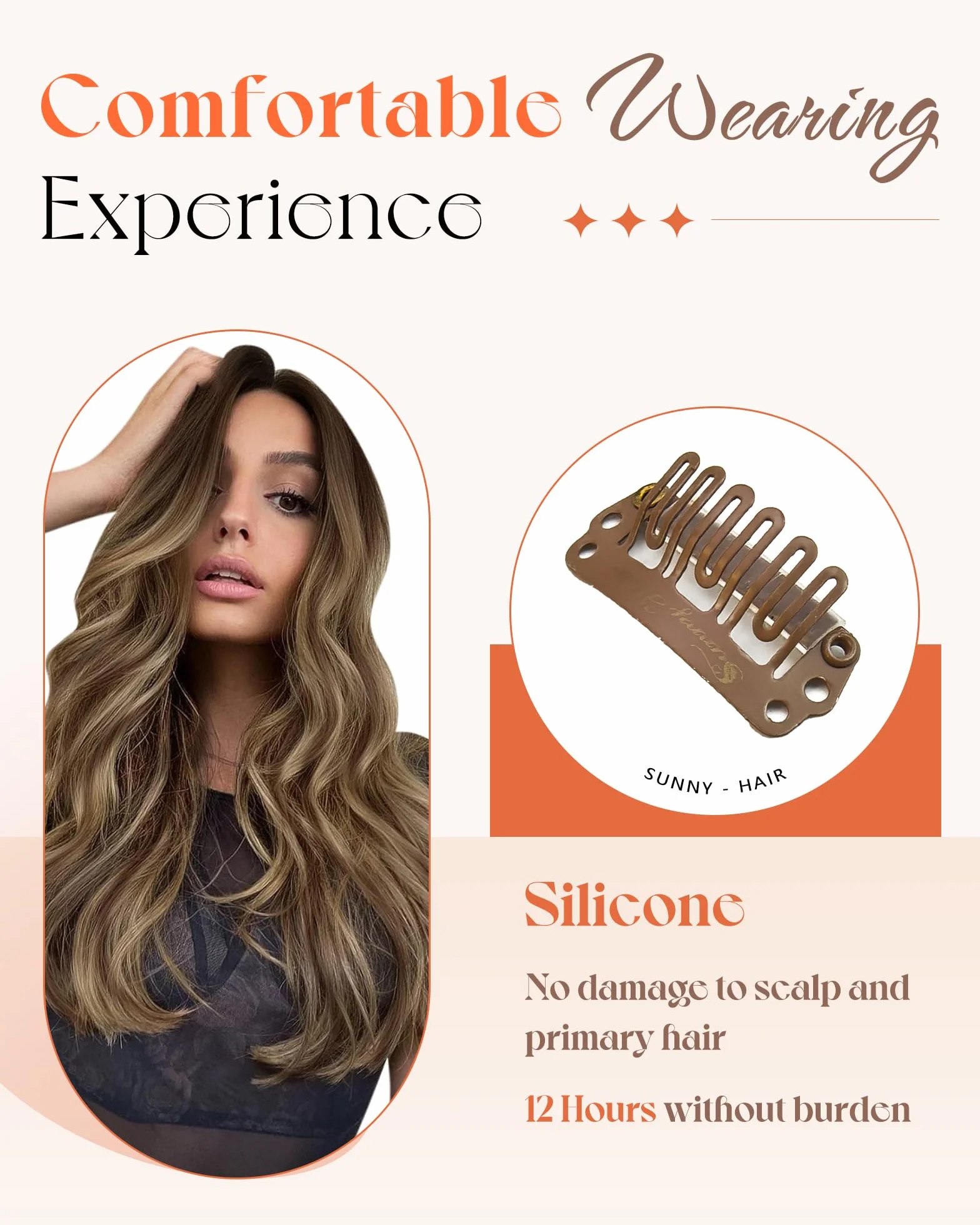 Sunny Extensiones de Cabello Natural Clip Humano 20 Pulgadas Balayage Marron con Rubio 4/27/4# Clip en Extensiones Pelo Clip 7pcs 120gramo