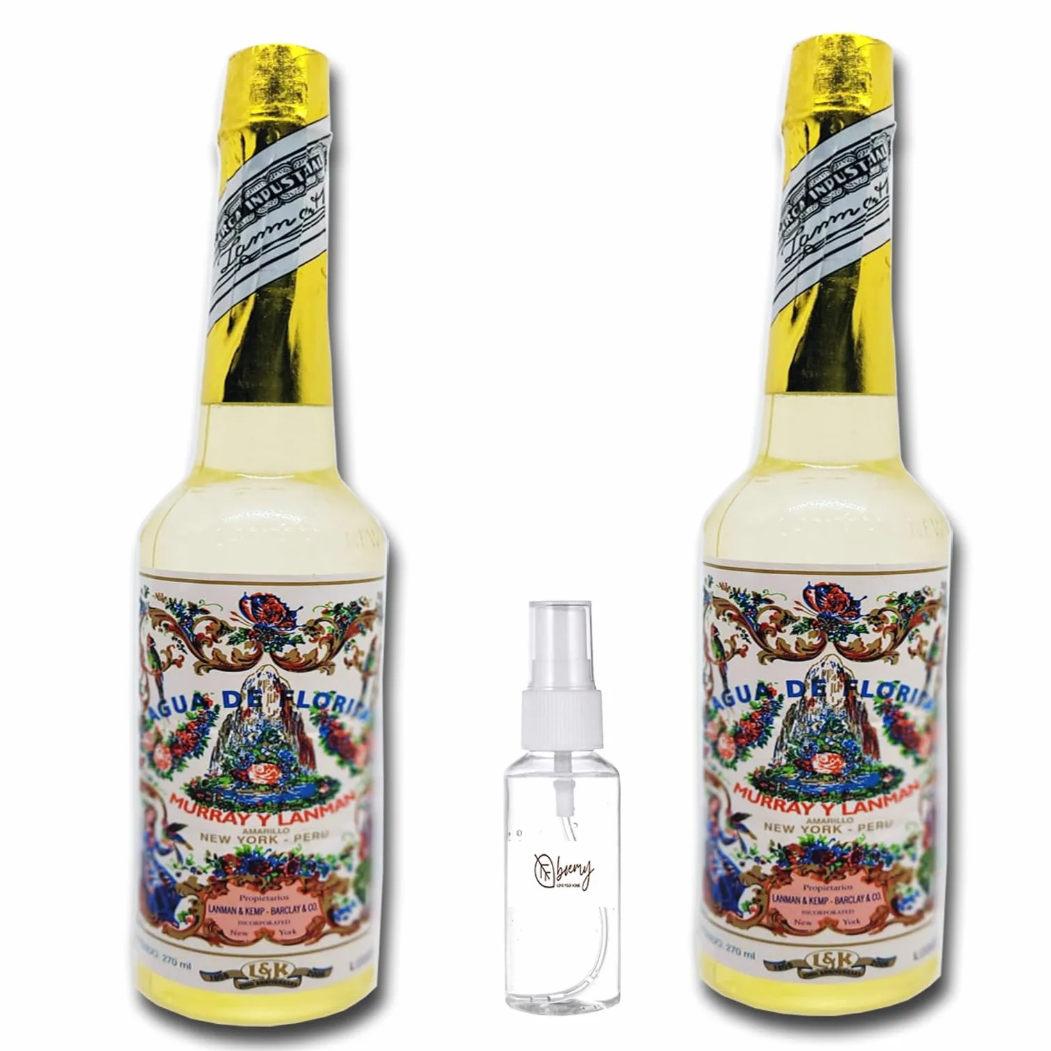 BOEMY Florida Agua de Perú Original Set 2 Botellas 270 ml + Dosificador Spray