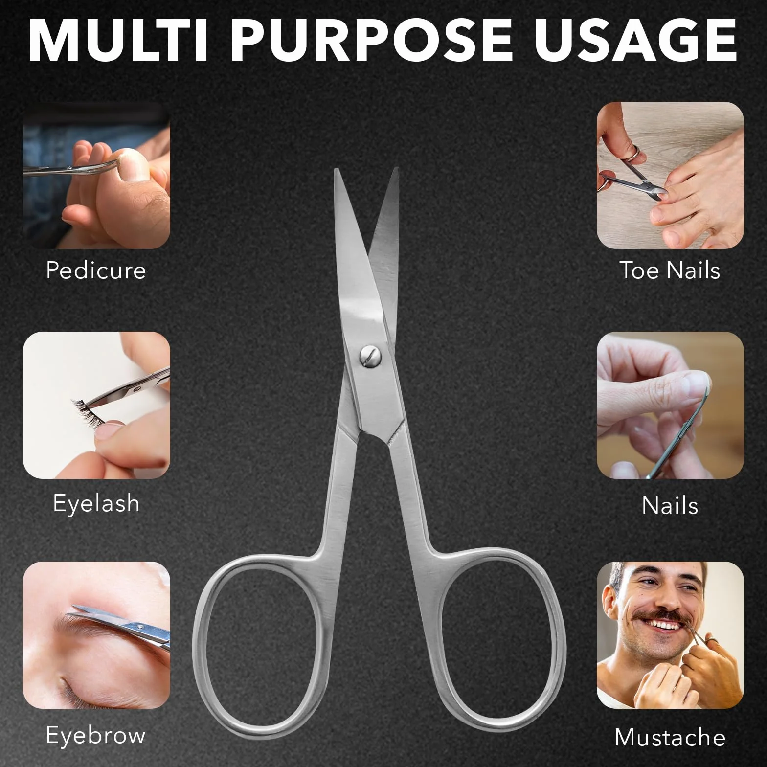 Tijeras Uñas de Acero Inoxidable Hoja Curva Professional para Uñas Gruesas y Cutículas