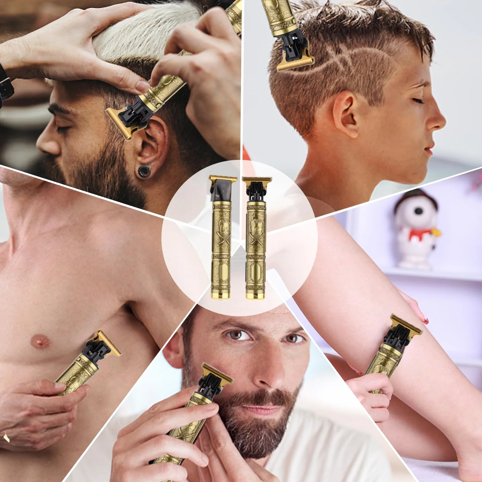 Cortapelos Hombre Profesional Recargable, Máquina Cortar Pelo con 4 Peines-guía, Recortadora de Barba USB