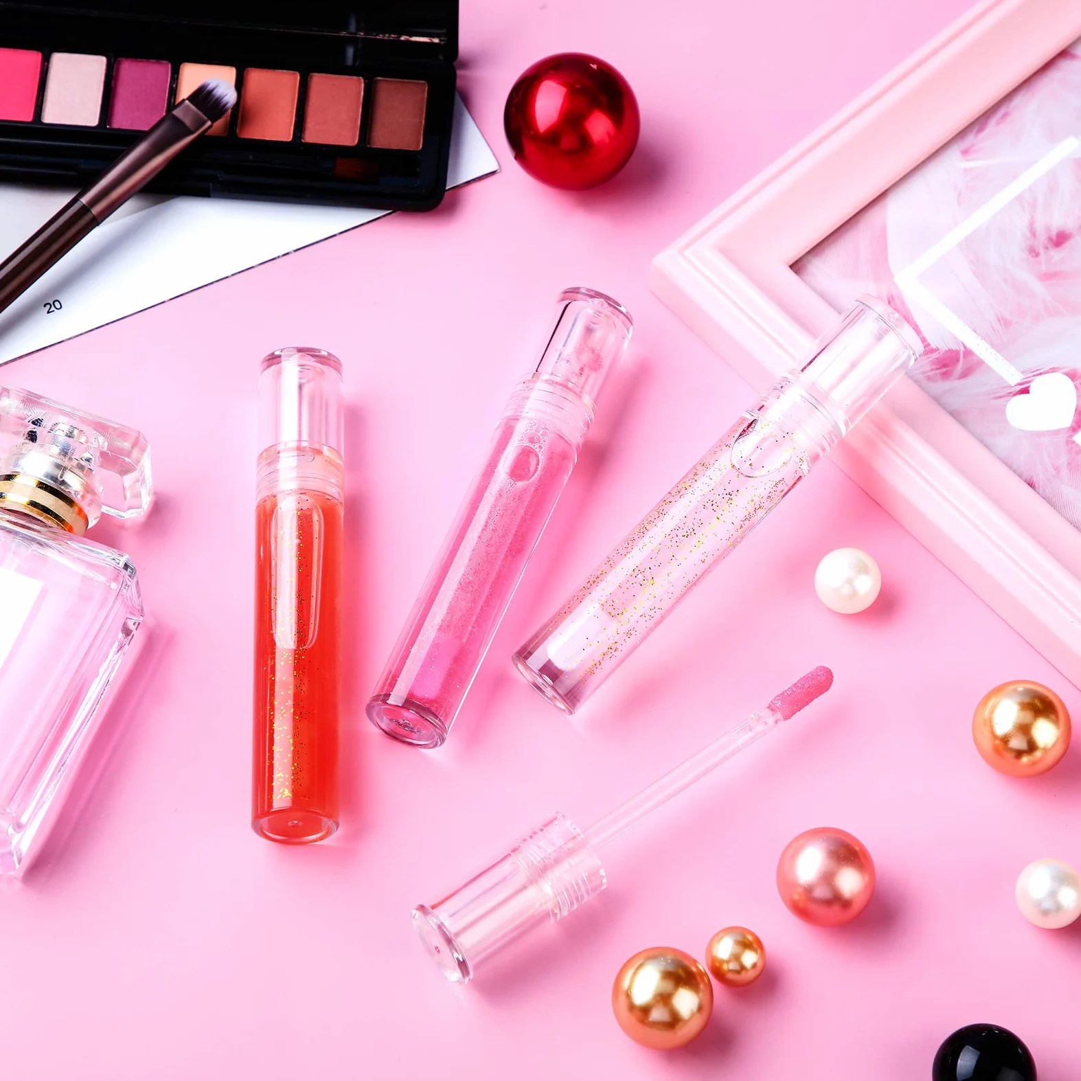 Hsei 100 tubos vacíos para brillo de labios con varita, a granel, resistentes, transparentes, para bálsamo labial, tubos rellenables, con tapones de goma para viajes, cosméticos, bricolaje, maquillaje