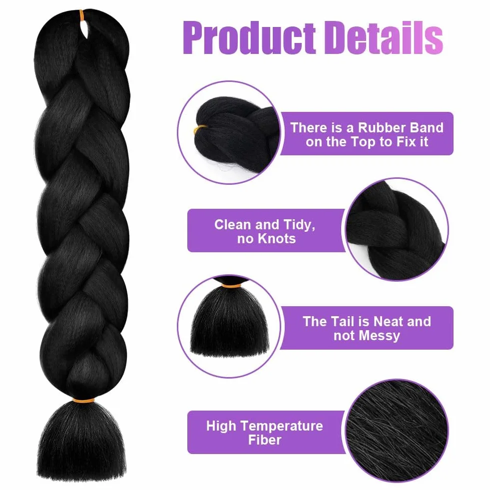 AUYAO Extensiones para Trenzas, Pelo Sintético Trenzas Africanas Degradado