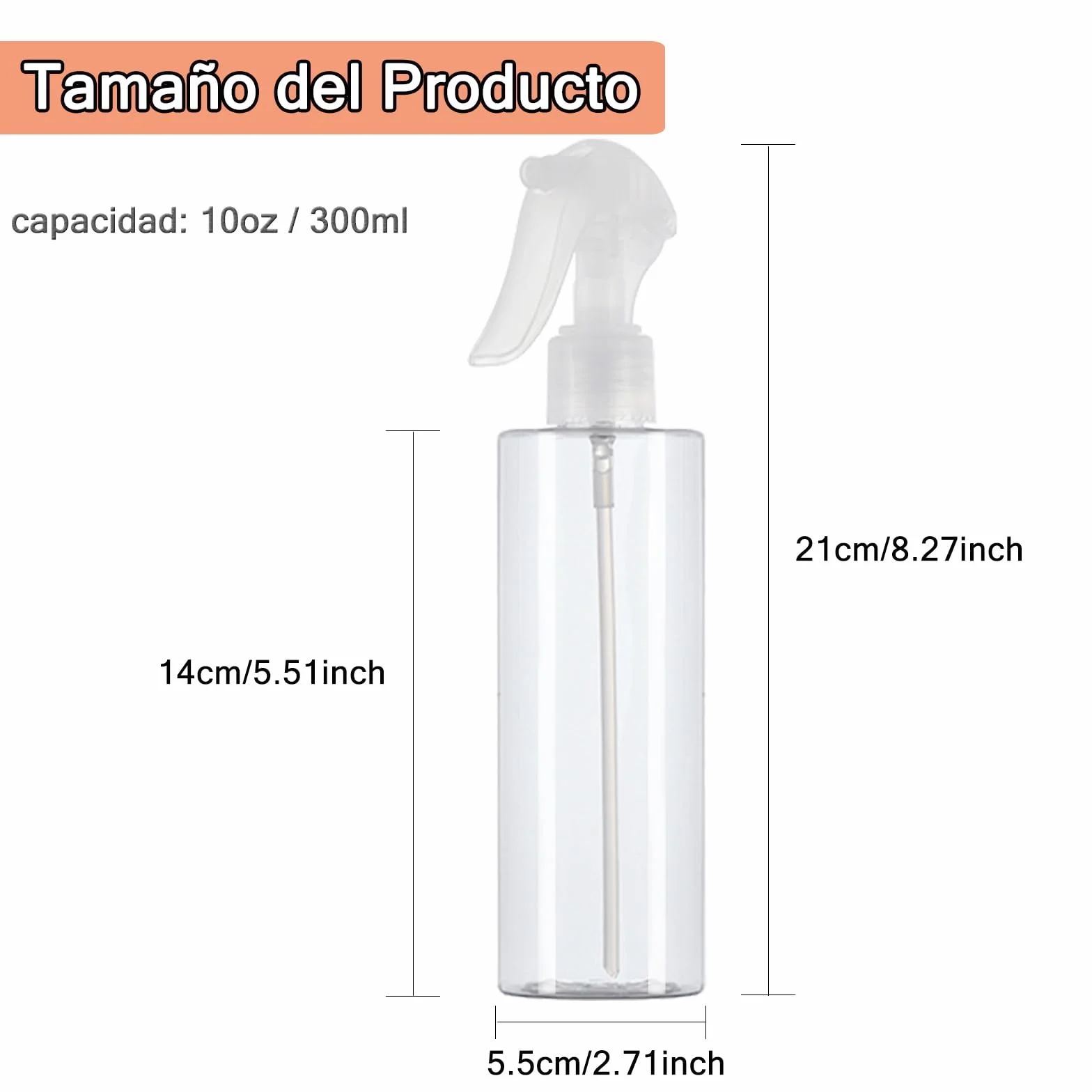 Paquete de 3 Botellas Spray Plásticas 300ml, Botella Pulverizadora de Niebla Fina Reutilizable