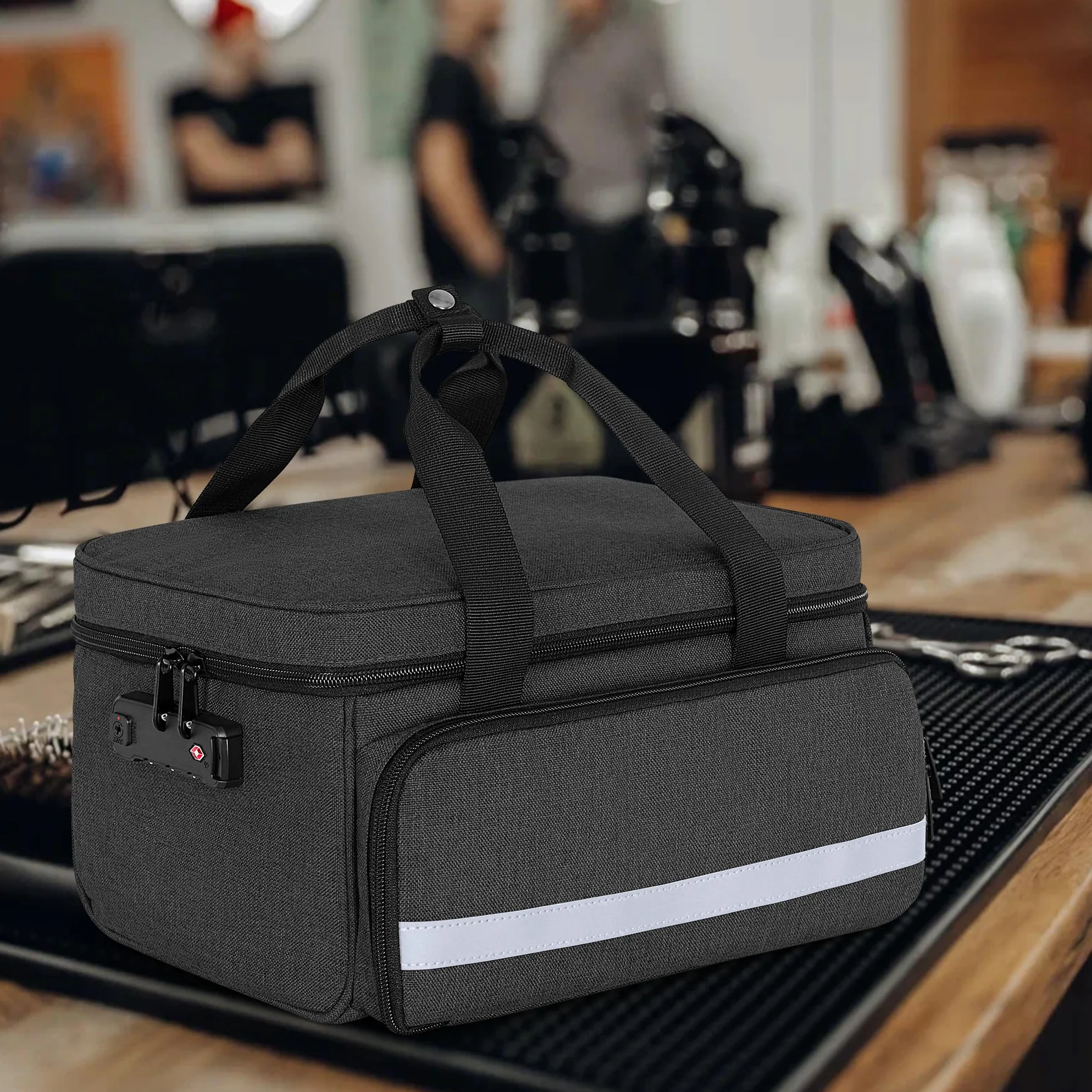 CURMIO Maletín Profesional para Cortapelos, Organizador con Cerradura para Máquinas, Tijeras y Accesorios de Barbería, Solo Bolsa, Negro
