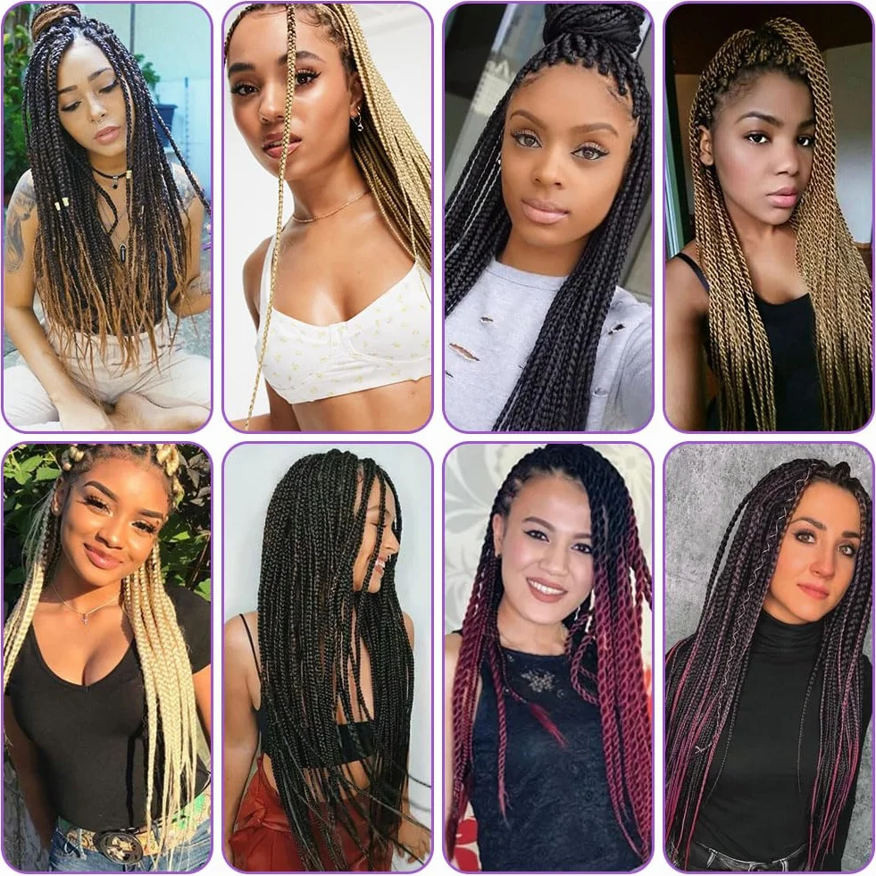 Aomig Extensiones para Trenzas, 2 * 25" Pelo Sintético Trenzas Africanas, Braiding Twist Crochet Hair Postizas, Marrón Ocre