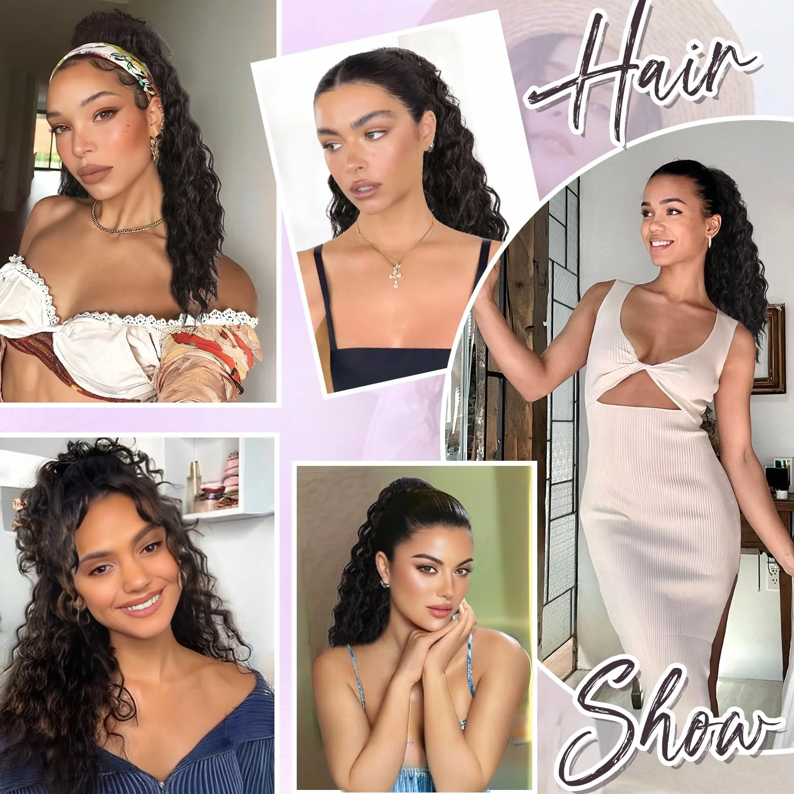 RUWISS Coleta Postiza Pelo Natural, Extensiones Pelo Rizado Coleta Postiza Larga Negro Marrón Ondulado Sintética Ponytail 30 cm Cola Caballo Extension para Mujeres