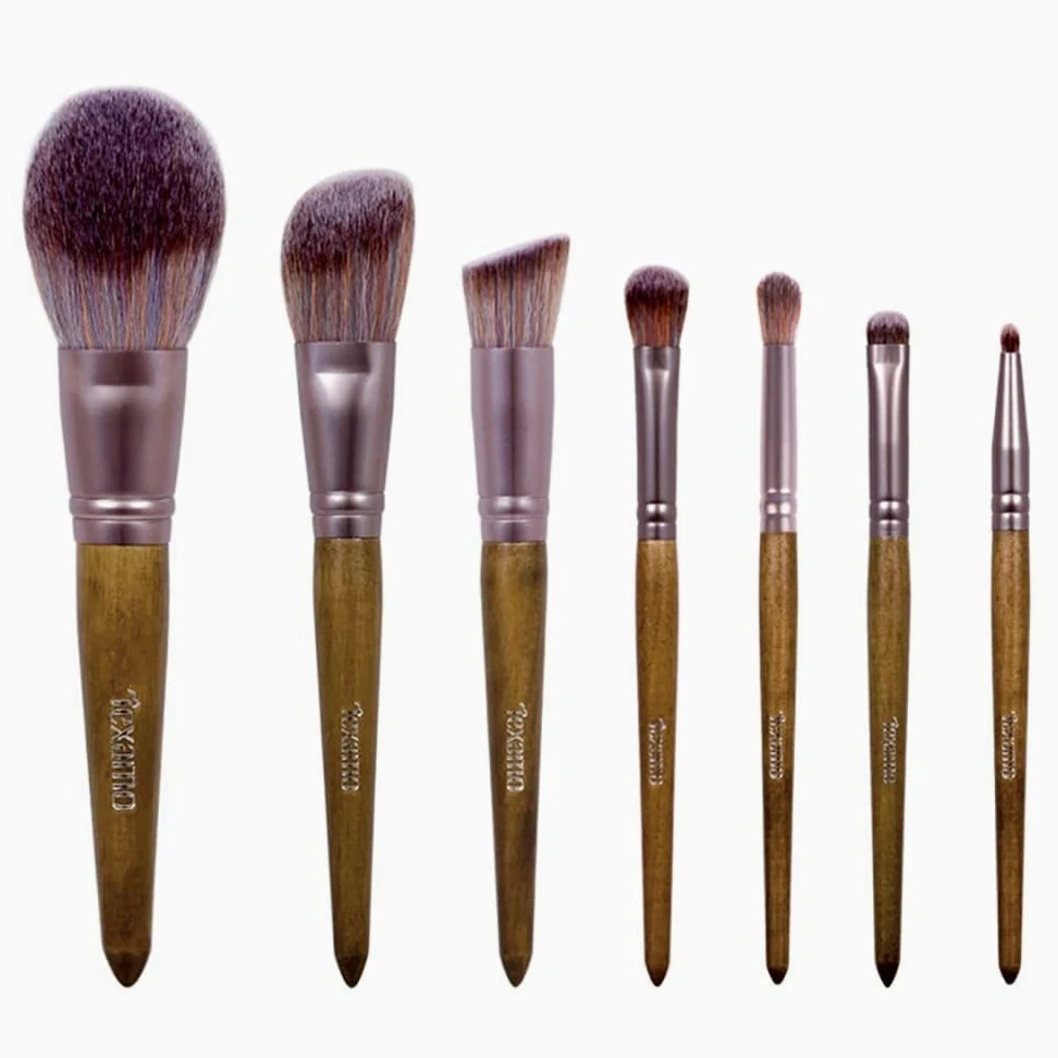 Estuche de 7 brochas de maquillaje Texamo Lunay con cerdas MCF, uso profesional Végan