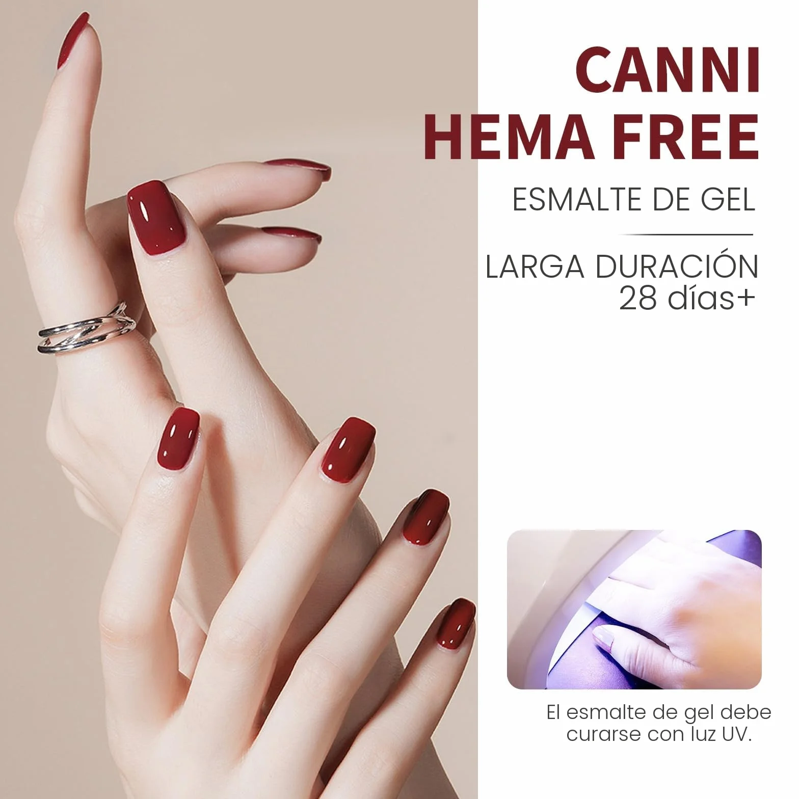 CANNI Esmaltes Semipermanentes de Uñas en Gel 6 Colores Rojo Brillante Intenso UV Gel Kit Nail Polish Set