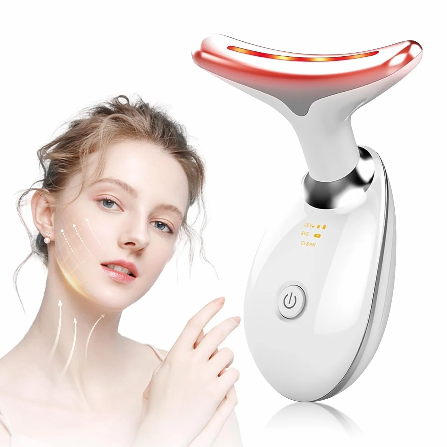 Masajeador Facial Eléctrico Antiarrugas 3 Modos 7 Colores LED EMS Radiofrecuencia 45°C Lifting Reductor de Papada