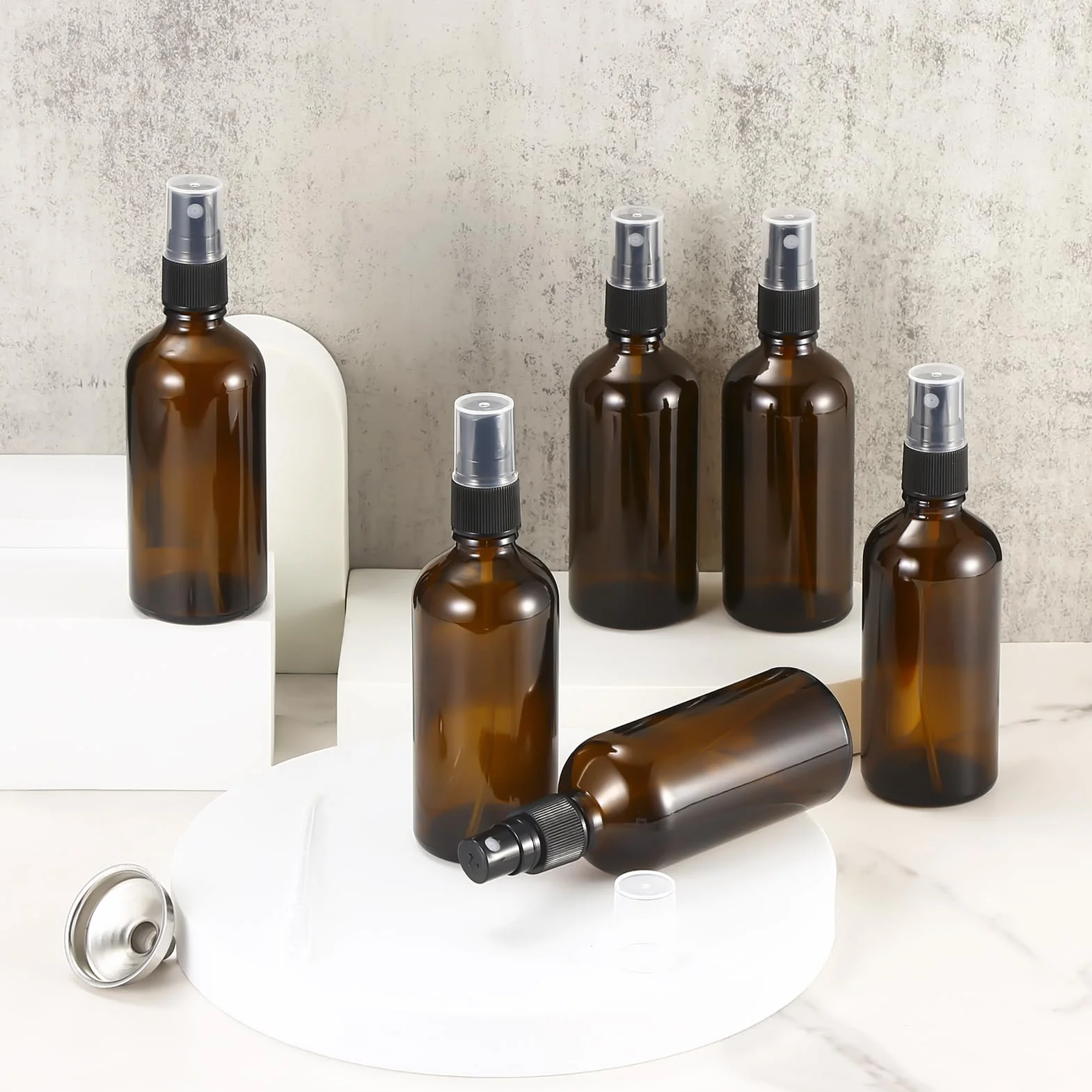 Lot de 3 flacons vaporisateurs ambrés 100 ml pour parfum, aromathérapie, cosmétiques