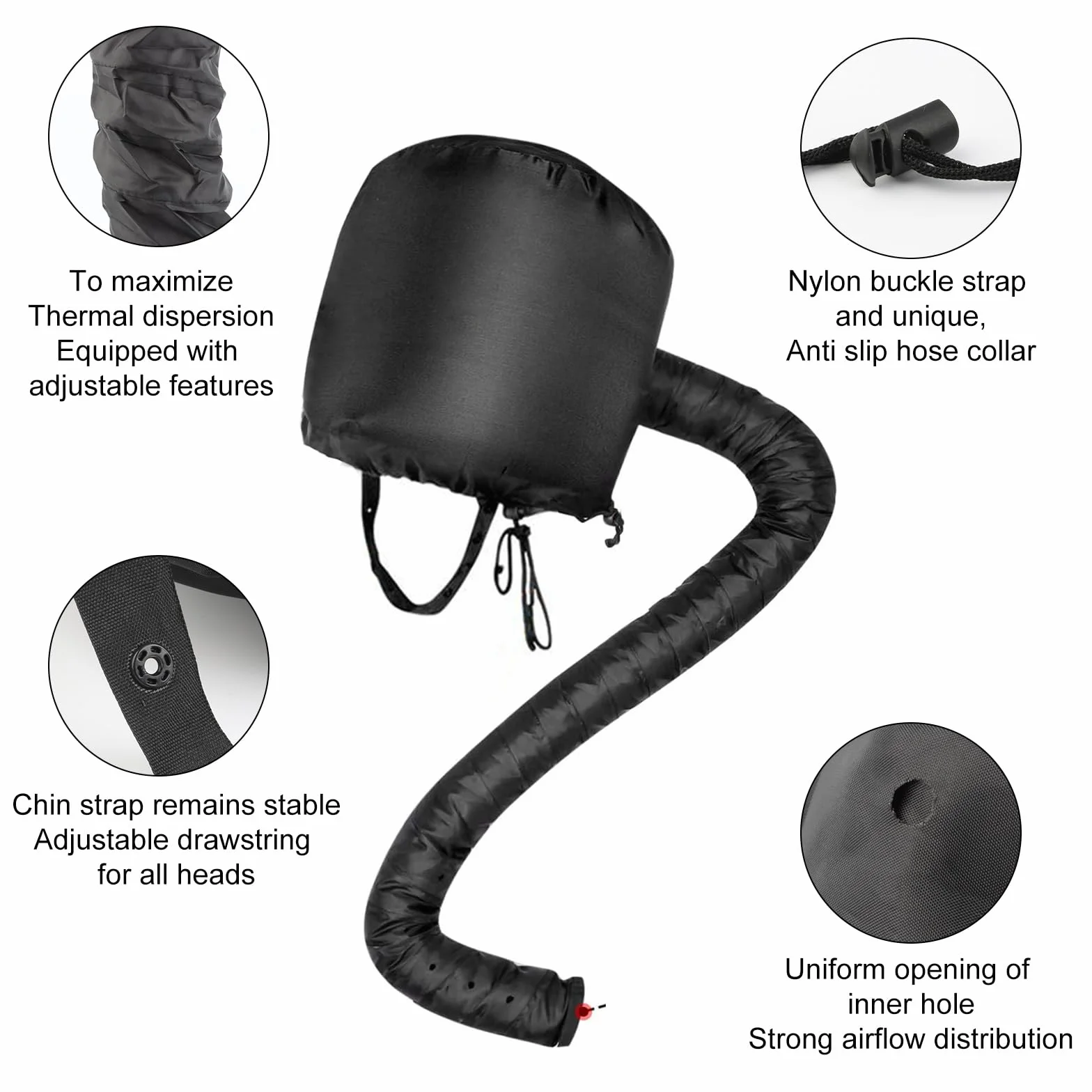 Casco Para Secador De Pelo Ajustable Resistente al Agua UKOFEW Negro