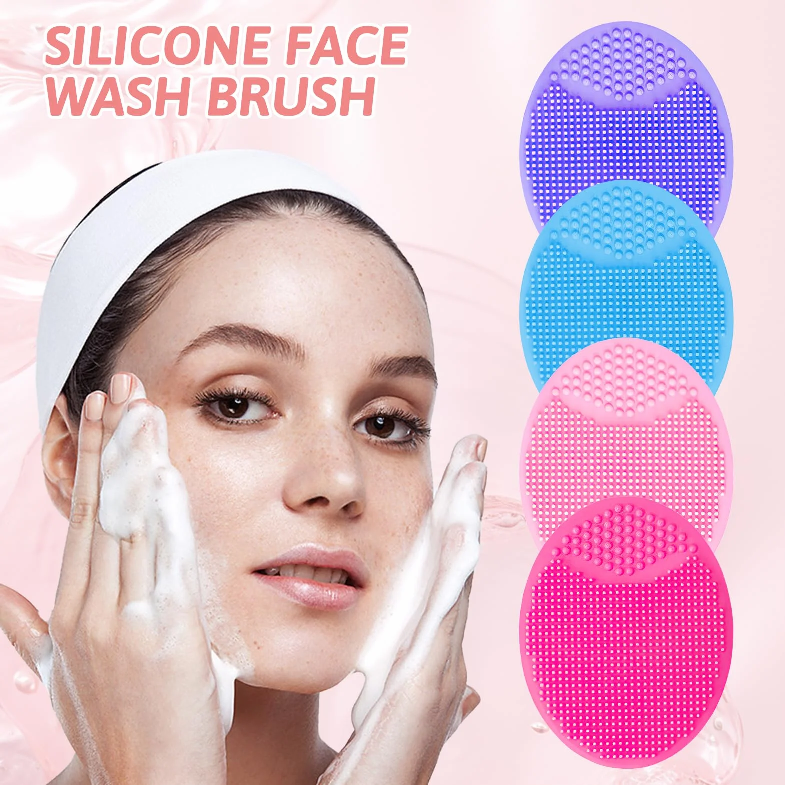 Set de 4 Cepillos de Limpieza Facial de Silicona para Exfoliación y Masaje