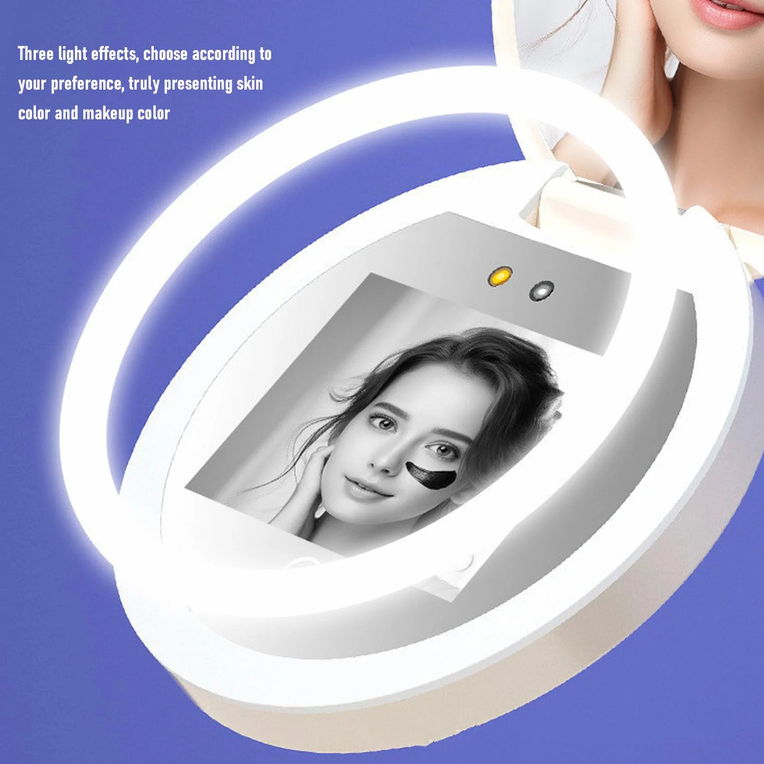 Tosuny Espejo de Cámara UV para Prueba de Protector Solar y Detección de SPF, Espejo de Maquillaje con Aumento 2X y Luz LED