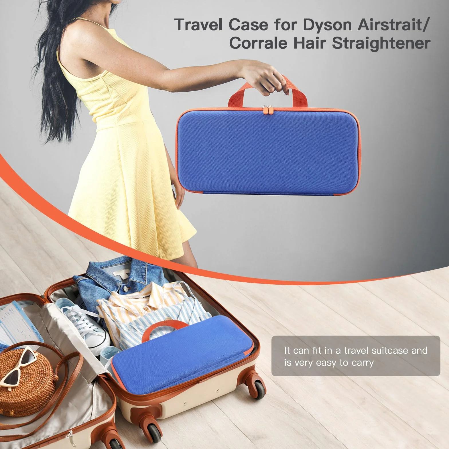 Funda rígida de transporte compatible con Dyson Airstrait Straightener HT01, almacenamiento seguro y protección para tu alisador de cabello y accesorios (azul)