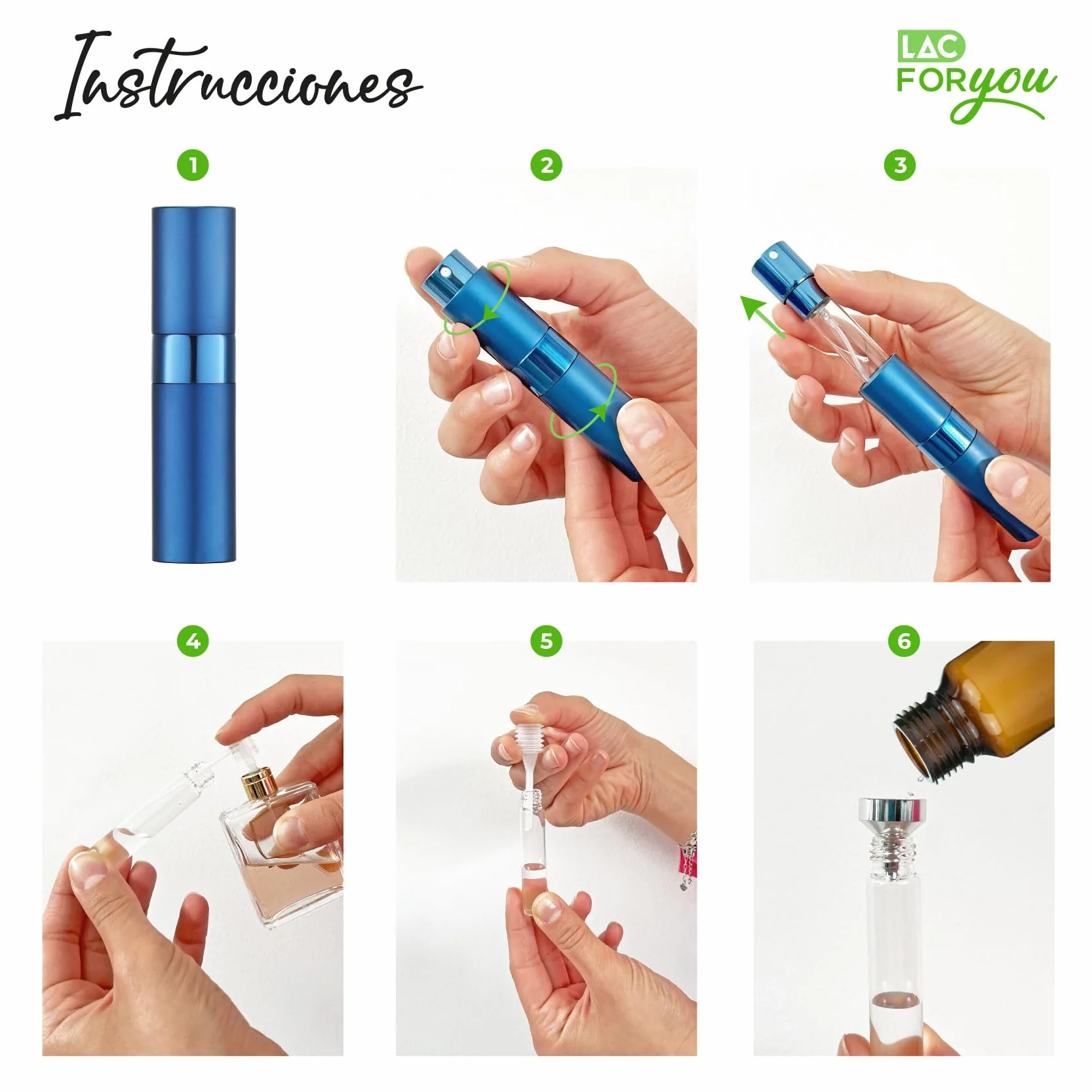 Atomizador Perfume Recargable 8ml - Decants Perfumes Dosificador Colonia Viaje - Azul y Rosa