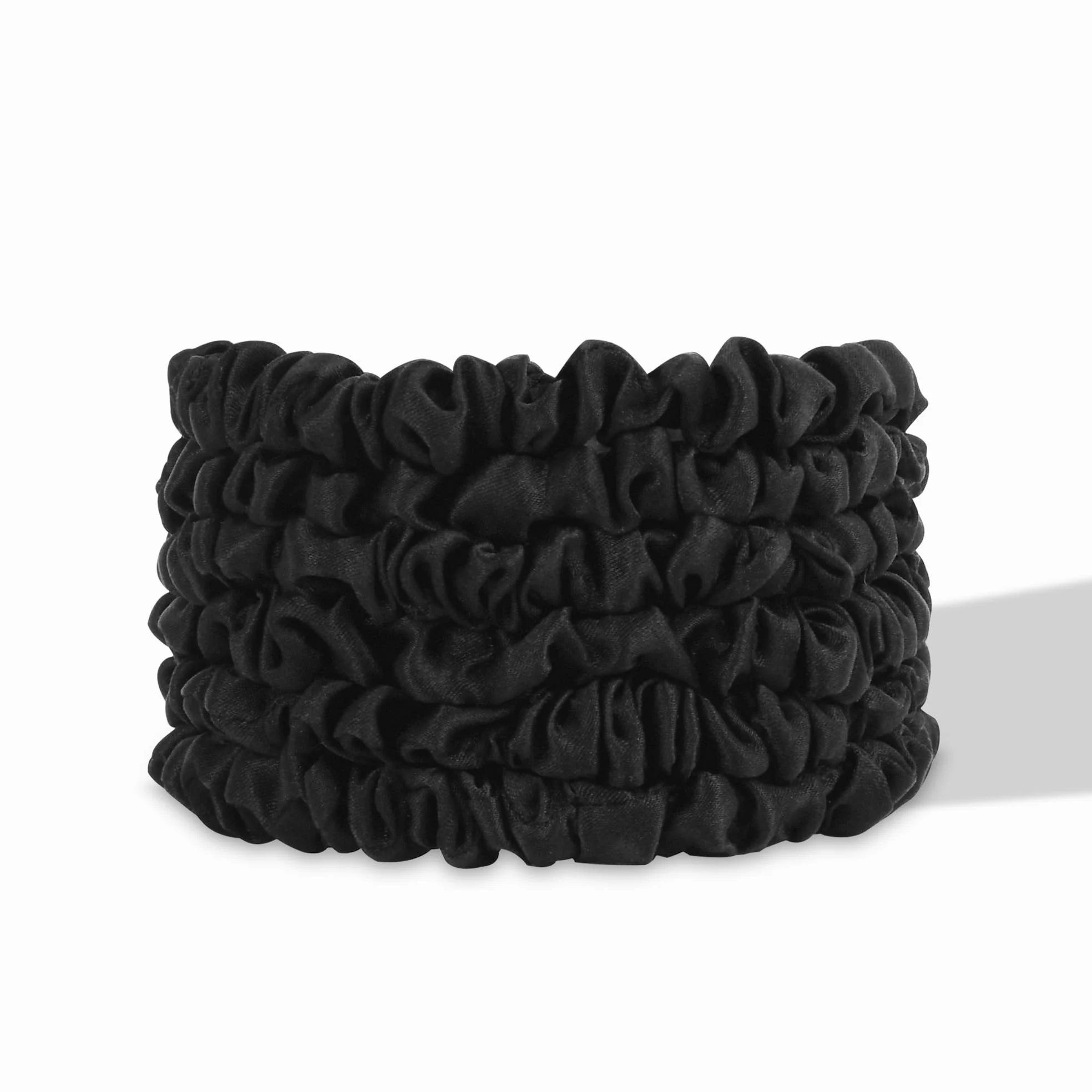 SILKIE Gomas para el pelo, 100% Seda Pura de Mora, Negro, Azul Oscuro, Gomas delgadas, Bolso de viaje, Para el día a día, Elásticas, Cuidado del cabello, Soporte para cola de caballo, Sin daños