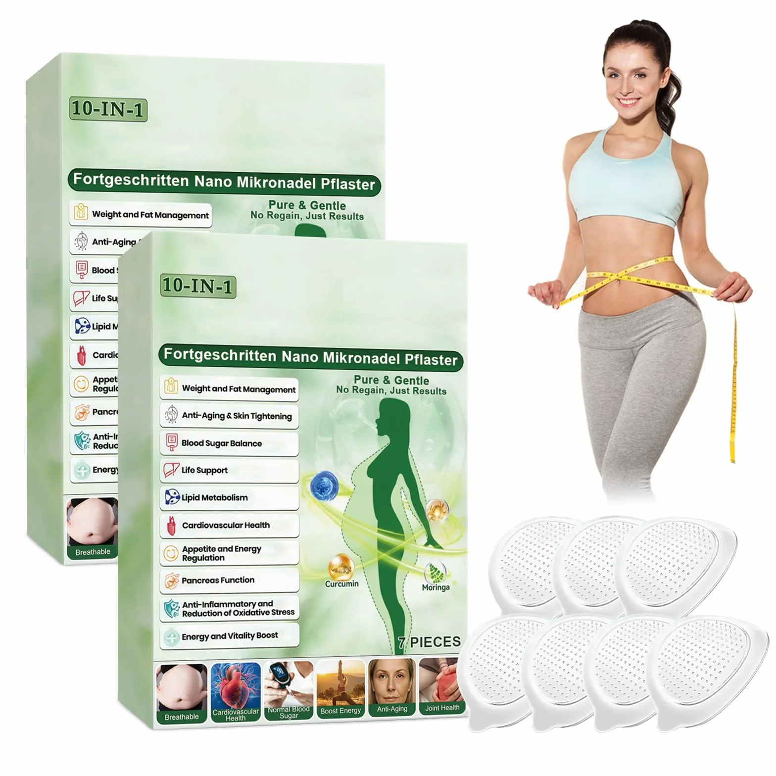 Parches Adelgazantes Moringa Berberina 10 en 1 con Nano Microagujas, Metabalance Patch Natural Hombre Mujer