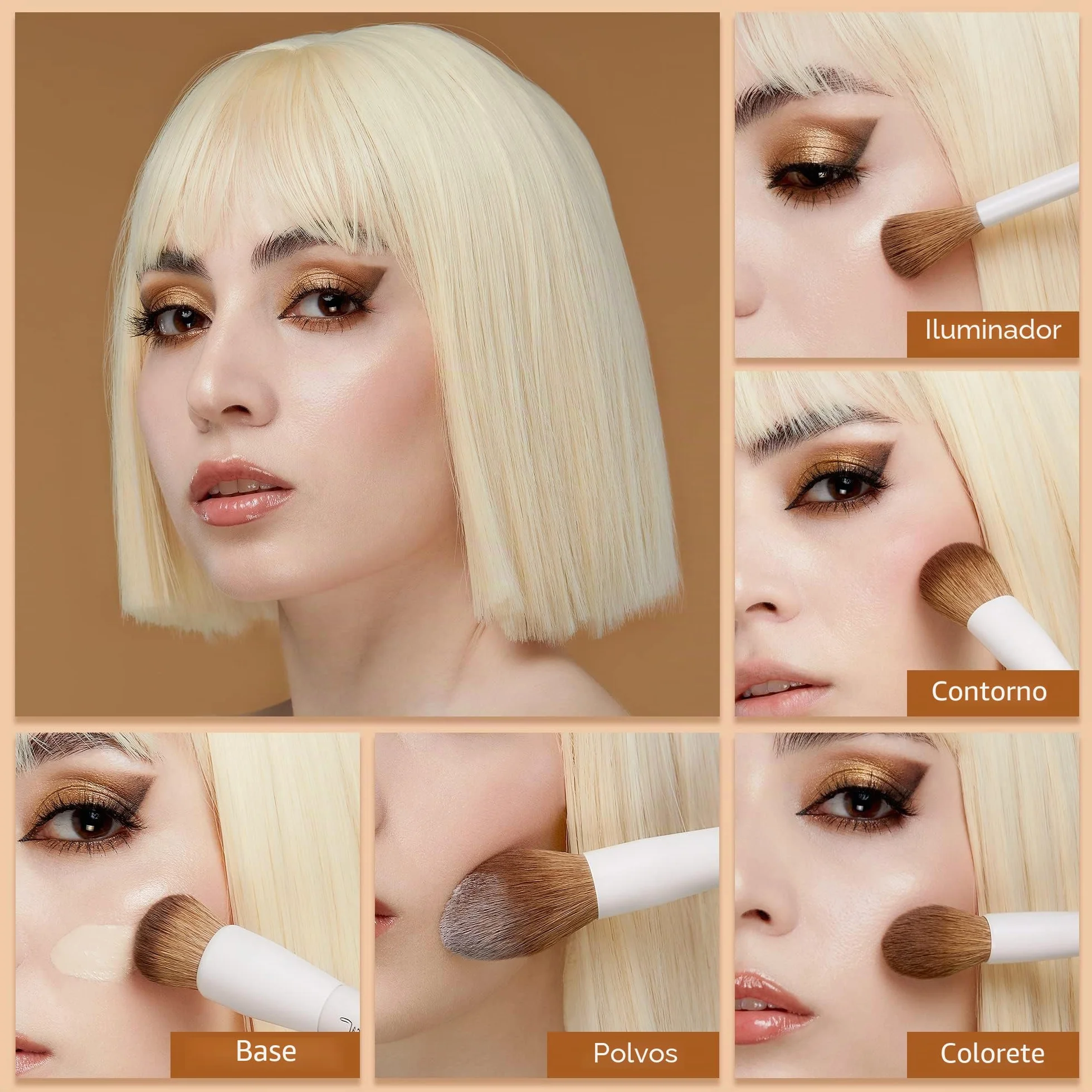 Jessup 14 Piezas Set de Brochas de Maquillaje Veganas Base en Polvo Sombra de Ojos Mezcla Corrector