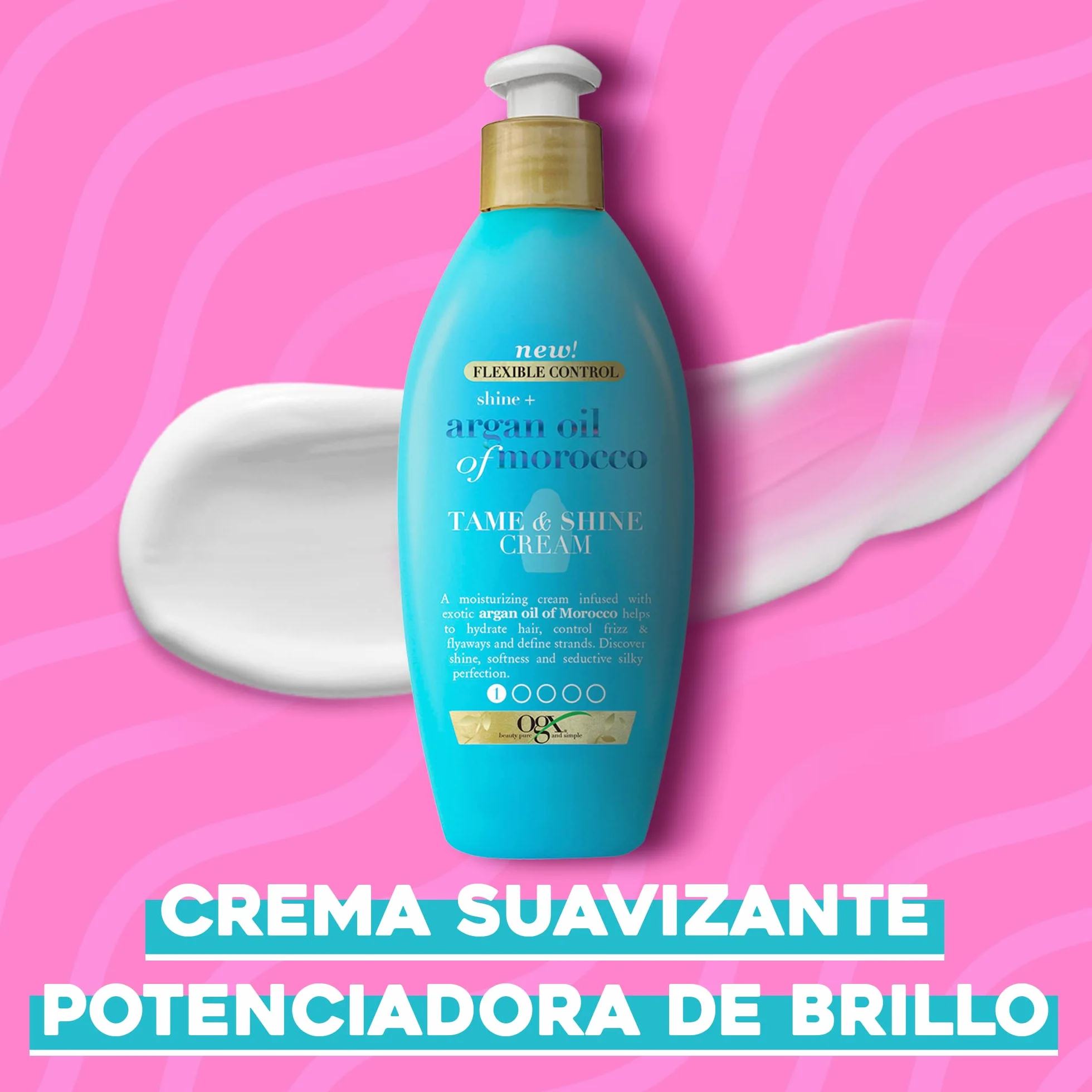 OGX Argan Oil of Morocco Tame and Shine Cream 177 ml Anti-Frizz Treatment for Curly Hair