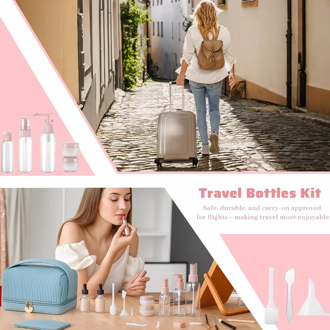 Botellas de viaje rellenables 8 piezas para champú loción enjuague gel de ducha