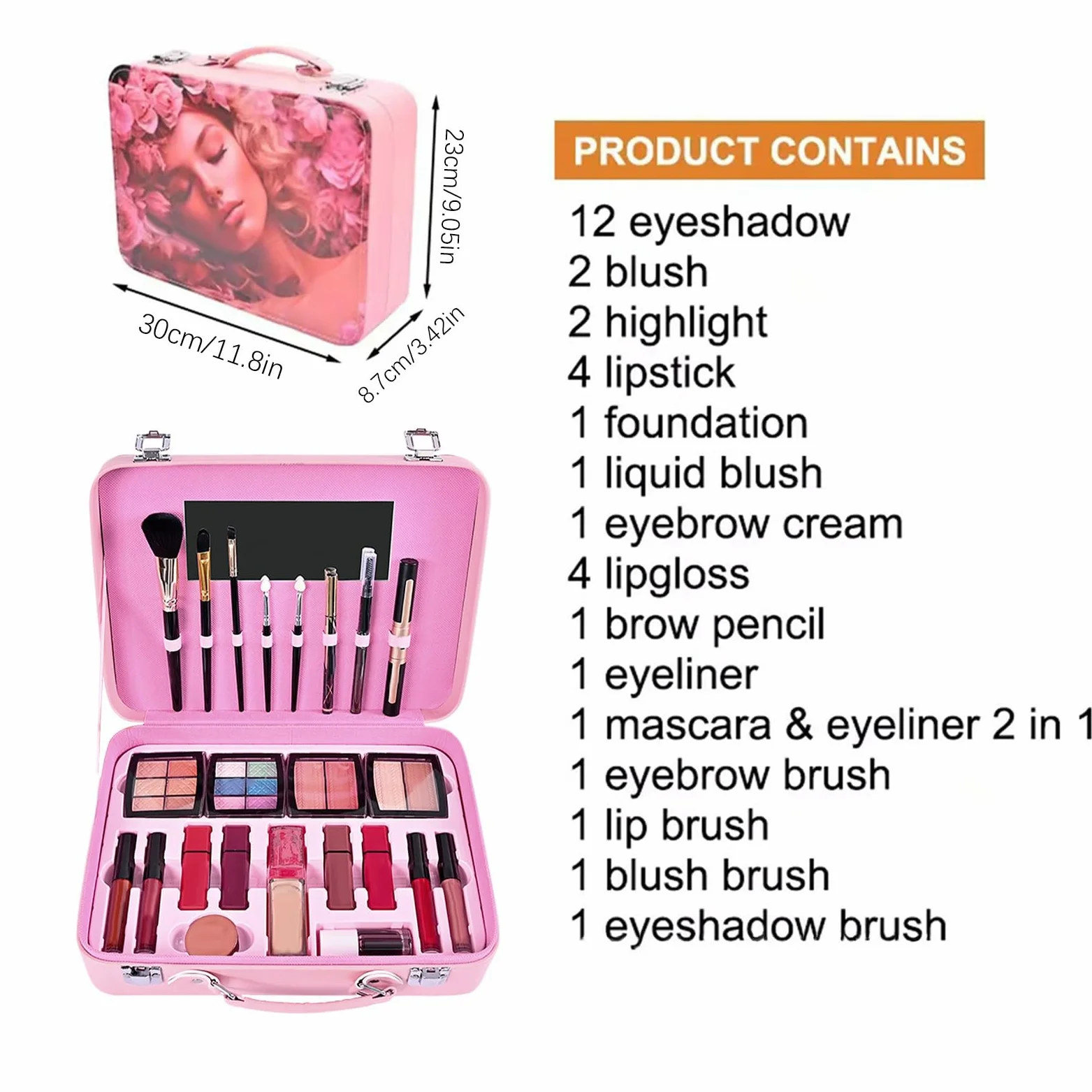 Colección De Maquillaje Para Mujeres Paleta Cosmética Portátil | Kit De Maquillaje Portátil Impermeable para Damas Madres Abuelas Novias Cumpleaños y Citas