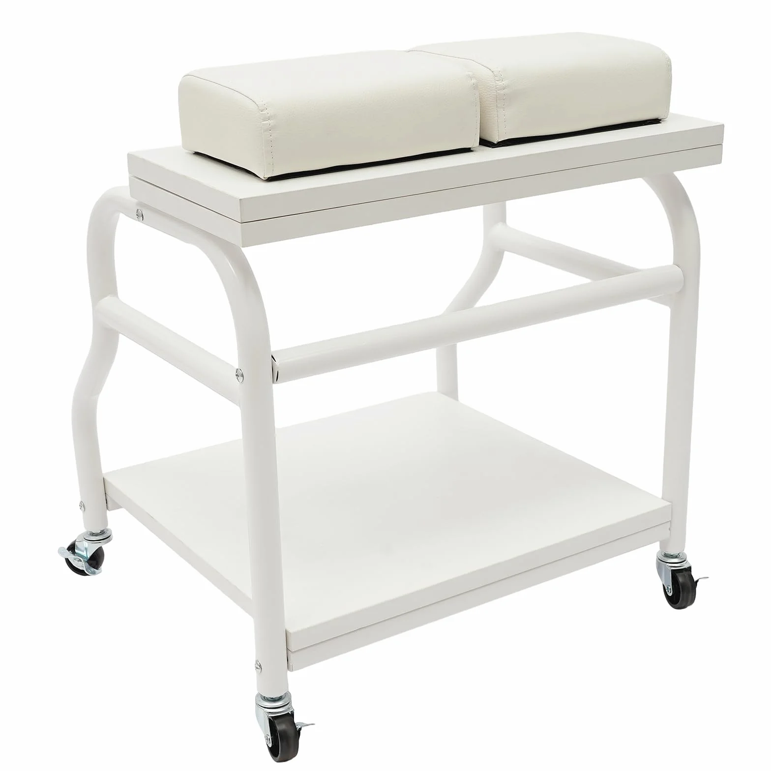 Carrito de spa y pedicura con ruedas y freno, baño de pies plegable, color blanco