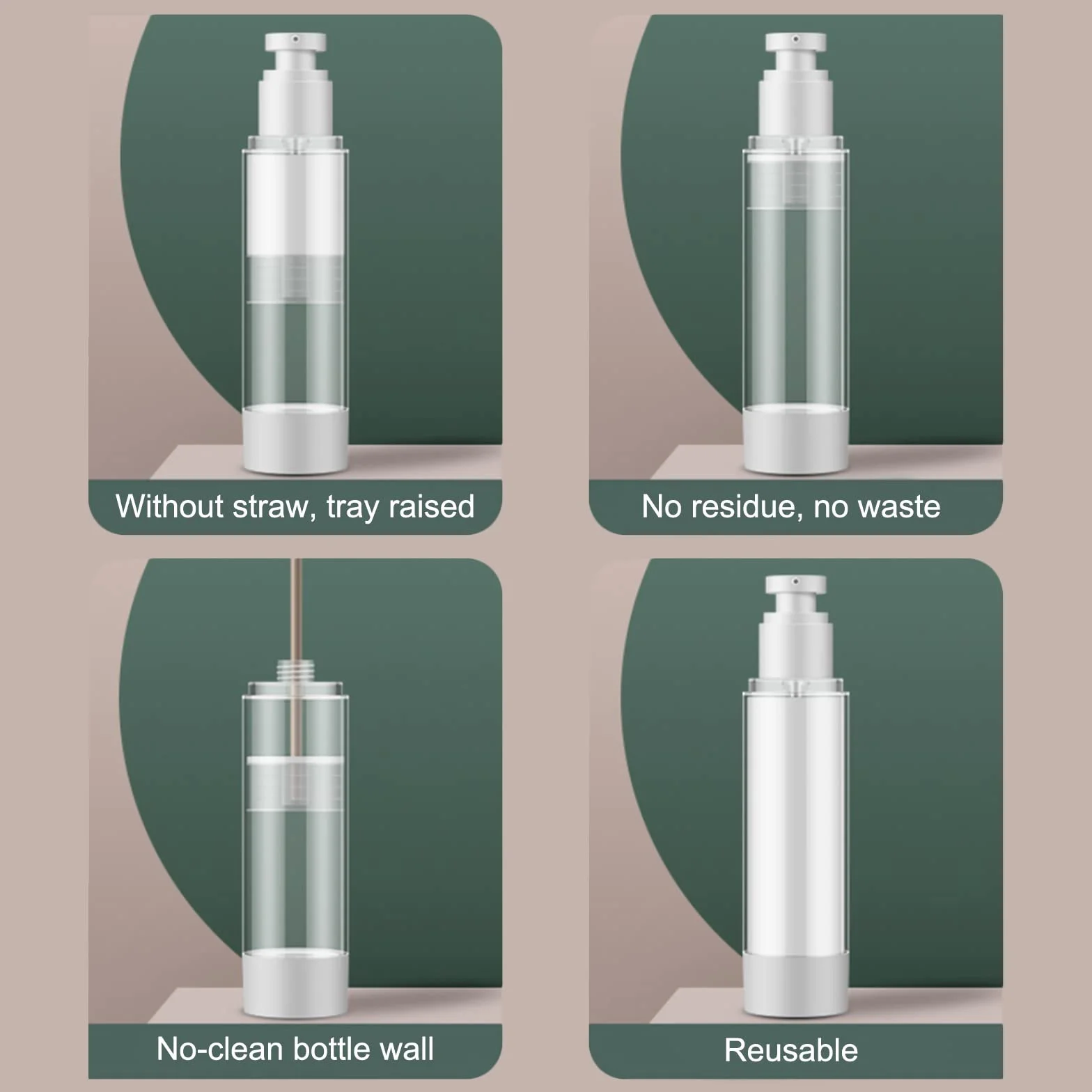 BENECREAT 6 Pack 30ml Botella de Presión de Vacío Contenedor de Bomba de Cosmético para Loción Crema Facial