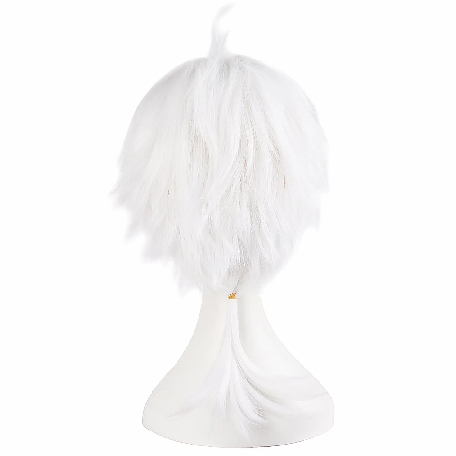 Mapofbeauty Peluca Cosplay 35cm Hombres Cabello Corto Atado Ponytail Fiesta (Blanco)