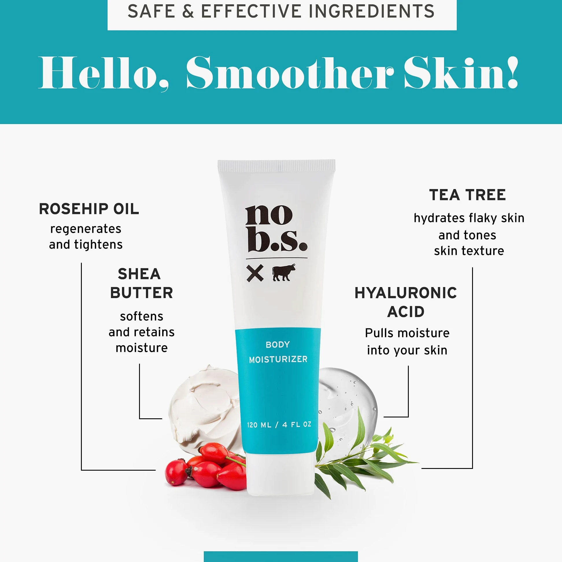 NO B. S. crema hidratante para manos y cuerpo l ultra hidratante natural body lotion para mujeres y hombres l rico en antioxidantes del té verde protege contra el envejecimiento mientras manteca