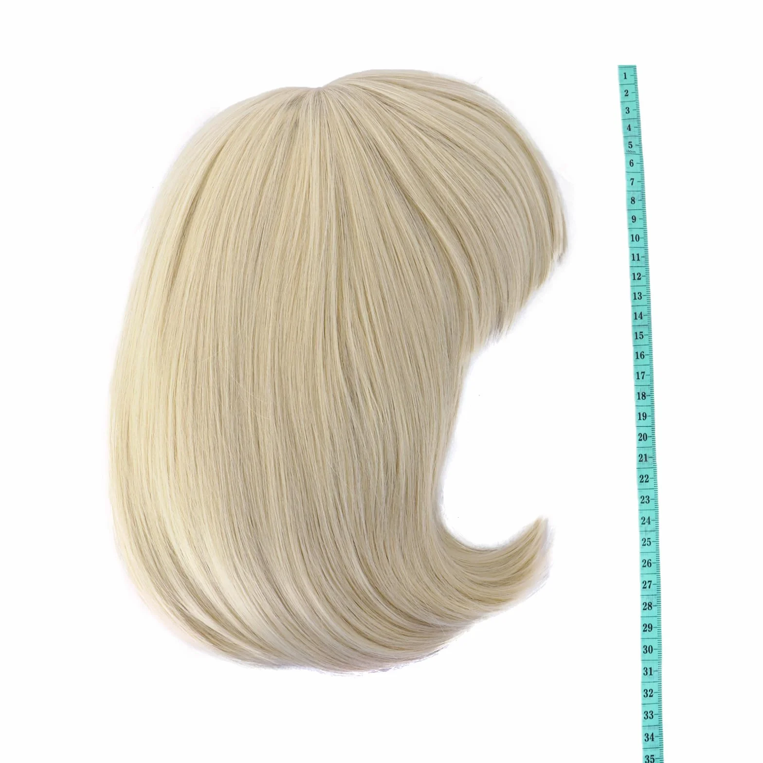 Peluca Sintética Bob Lacio 30 cm Heat Resistente Flat Flequillo Dorado