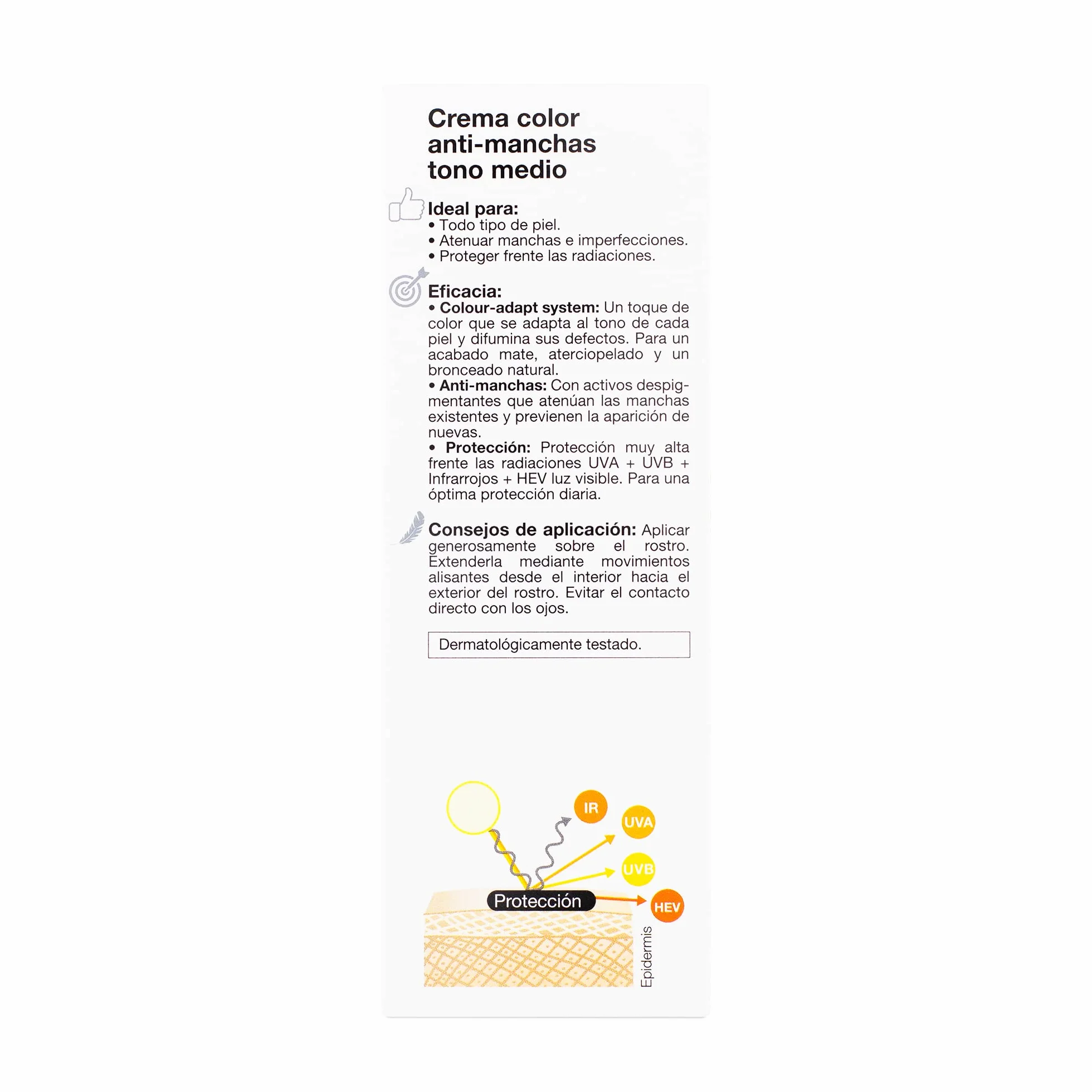 Bella Aurora CC Cream Antimanchas SPF 50+ Tono Medio 30 ml Protector Solar Facial con Color