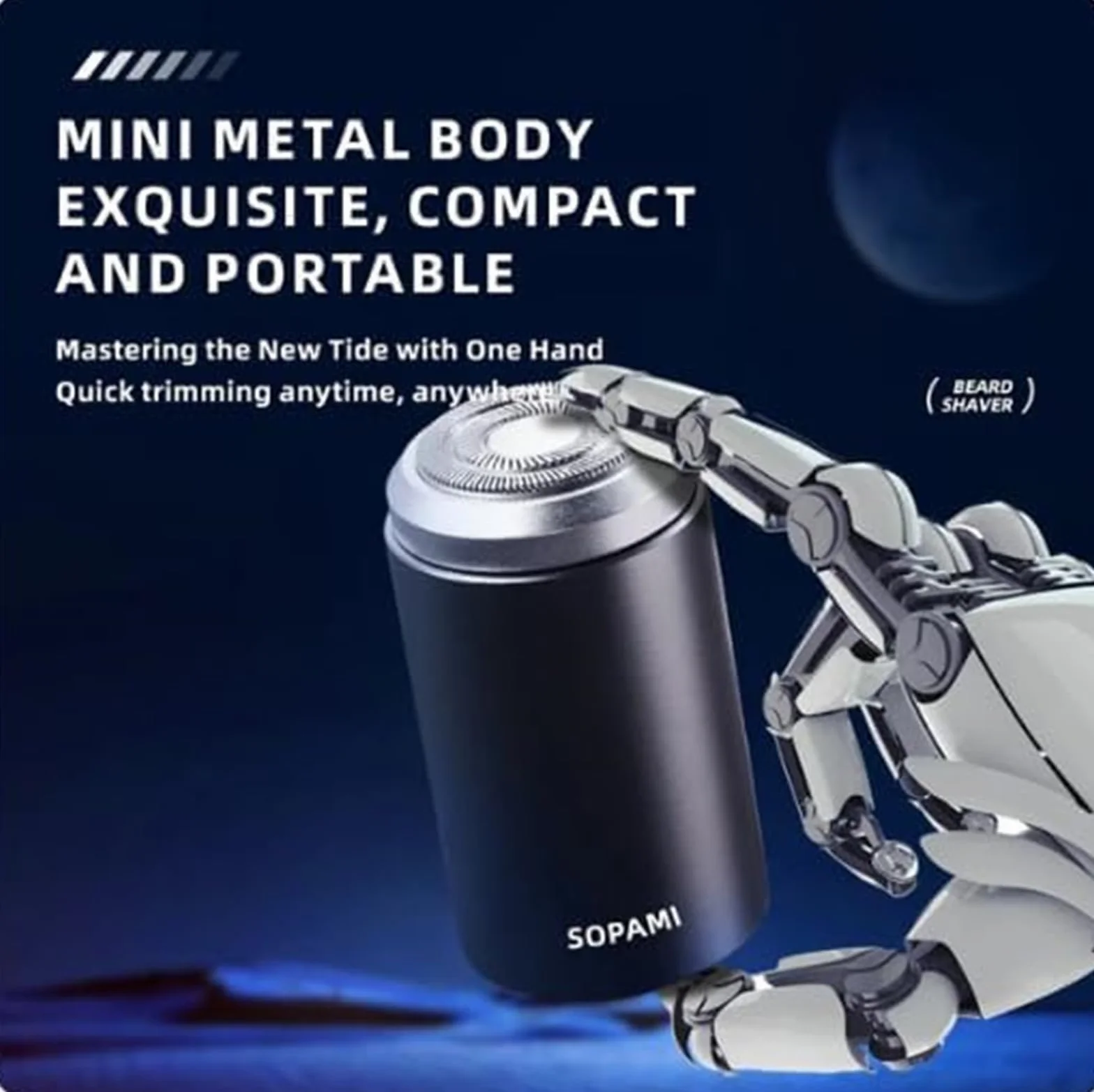 Sopami Mini Afeitadora Eléctrica Portátil Impermeable para Hombres