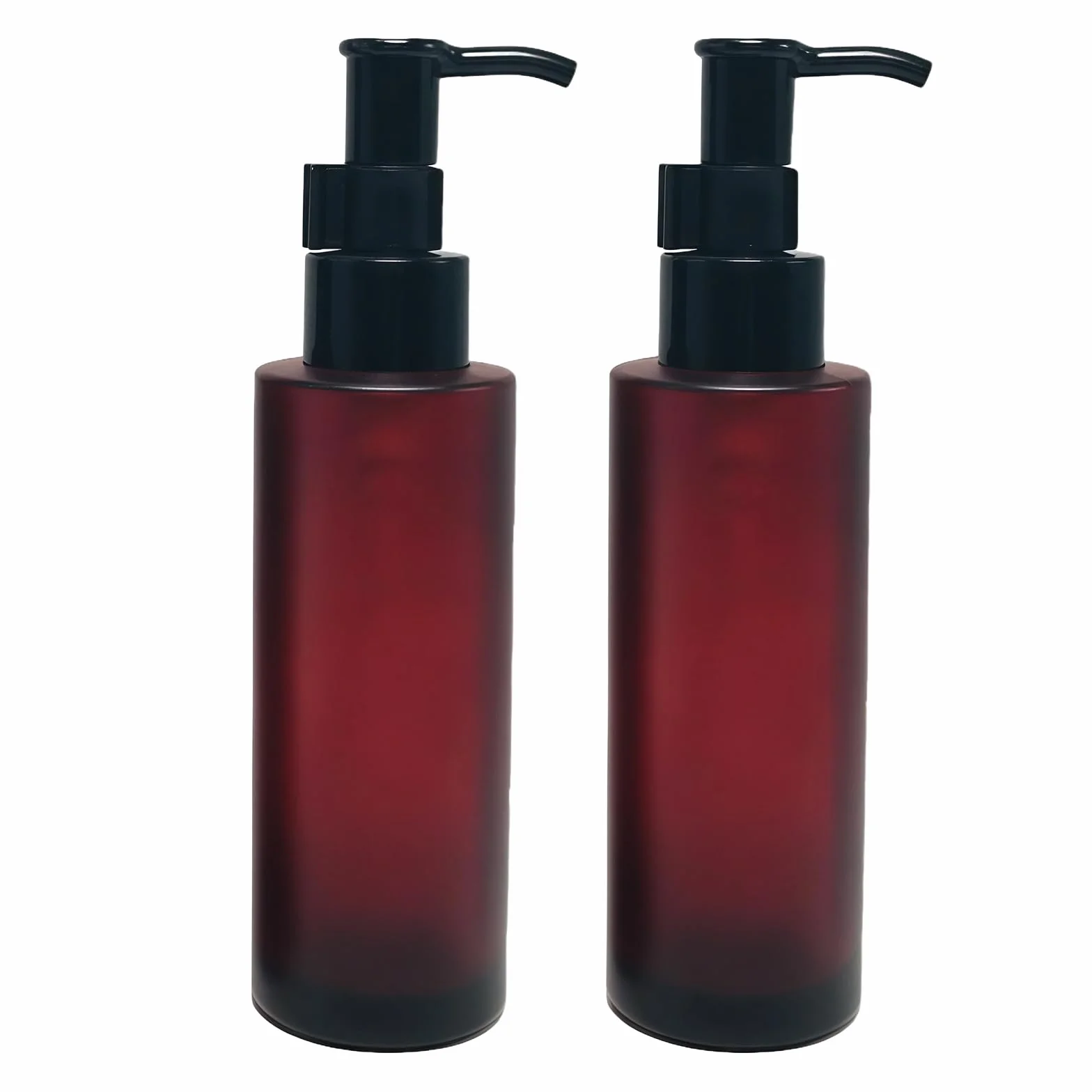 Botellas vacías de vidrio recargables 100 ml, dispensadores de jabón con bombas negras, rojo vino