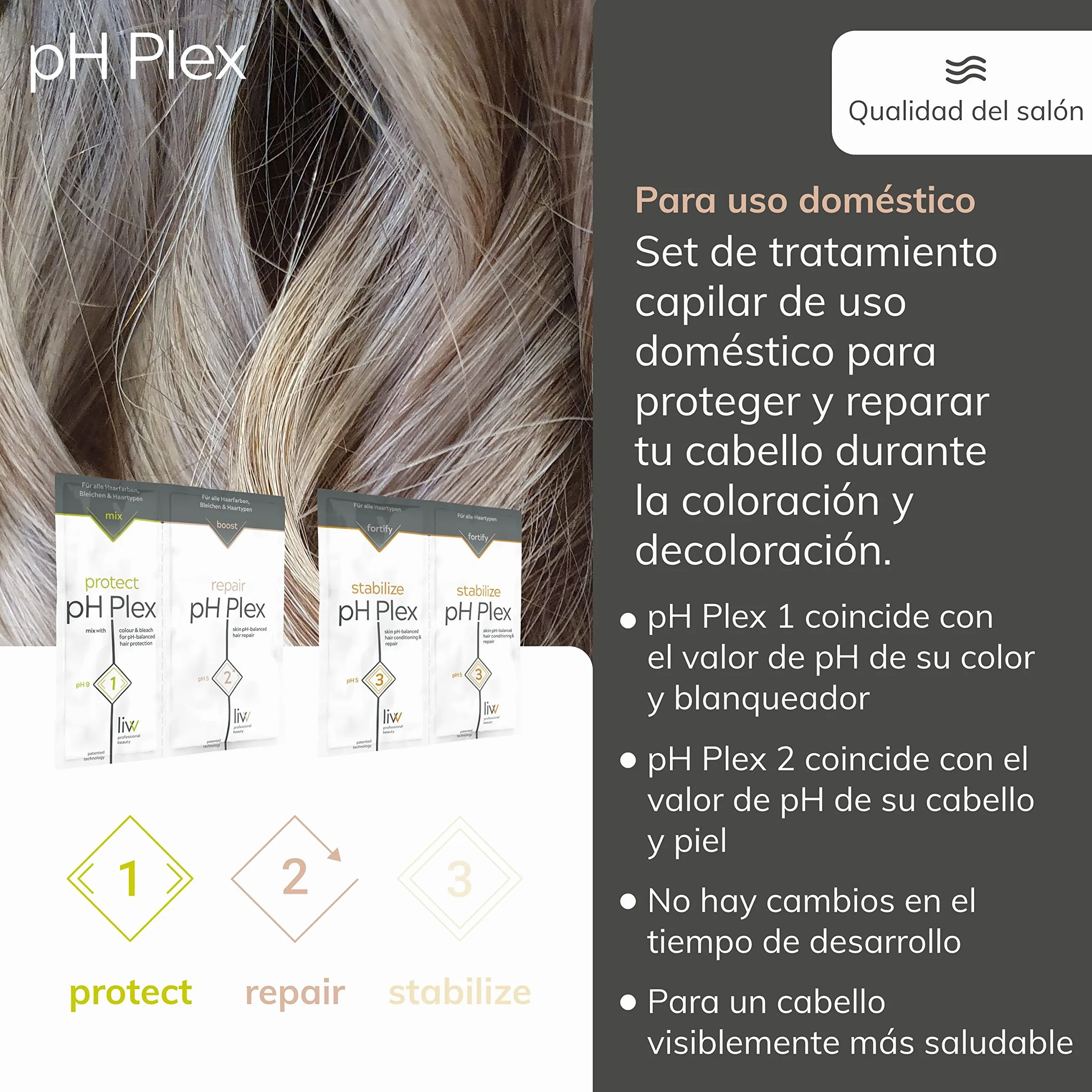 pH Plex 1 protect & 2 repair Set cuidado cabello protección reparación color decoloración cabello dañado