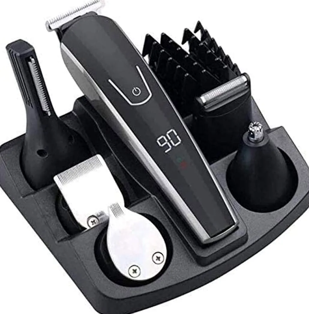 Cortapelos para hombres, kit recortador de barba 6 en 1, inalámbrico, de precisión, resistente al agua, recargable por USB.