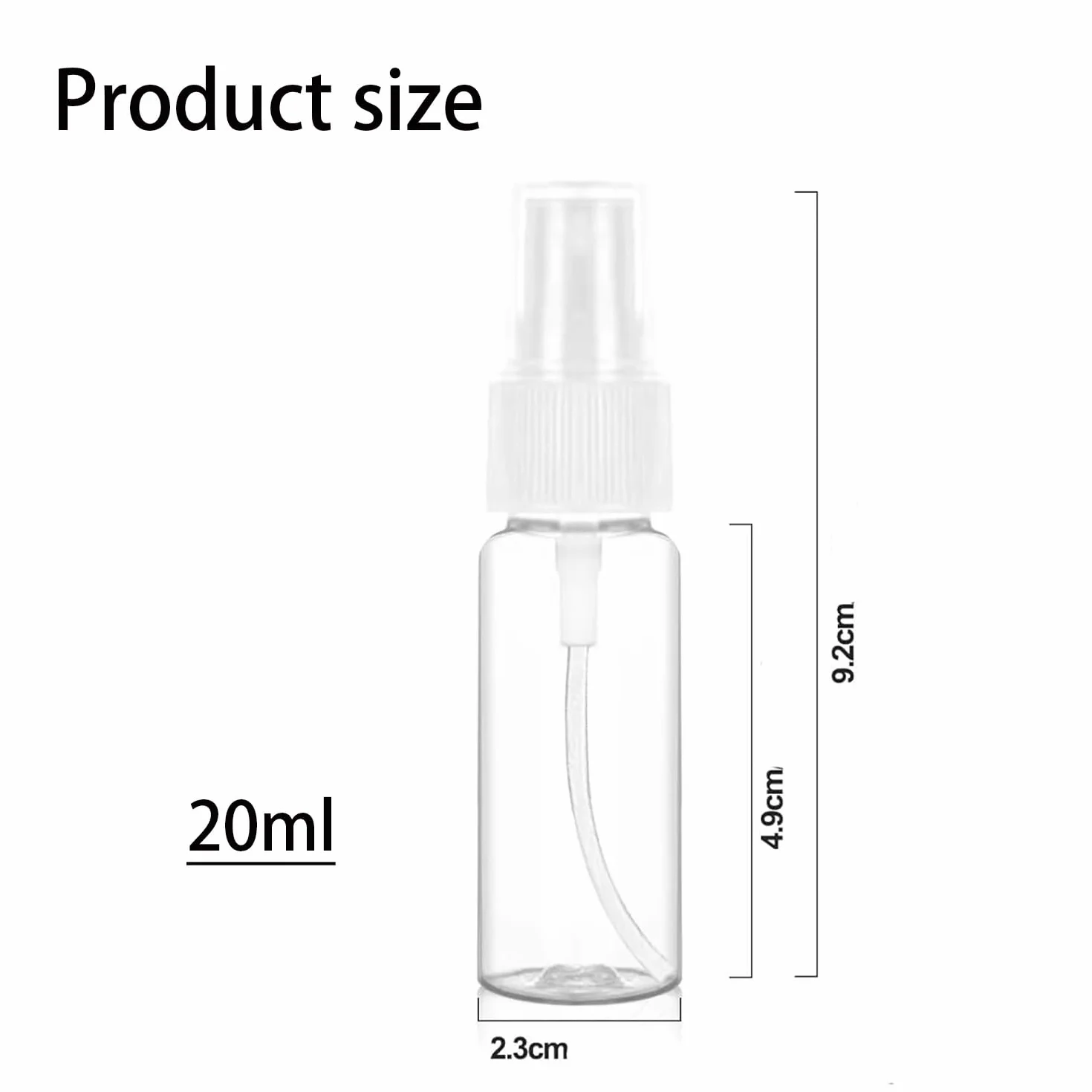 Botella Spray 20ml Plástico Transparente Atomizador Vacío Reutilizable