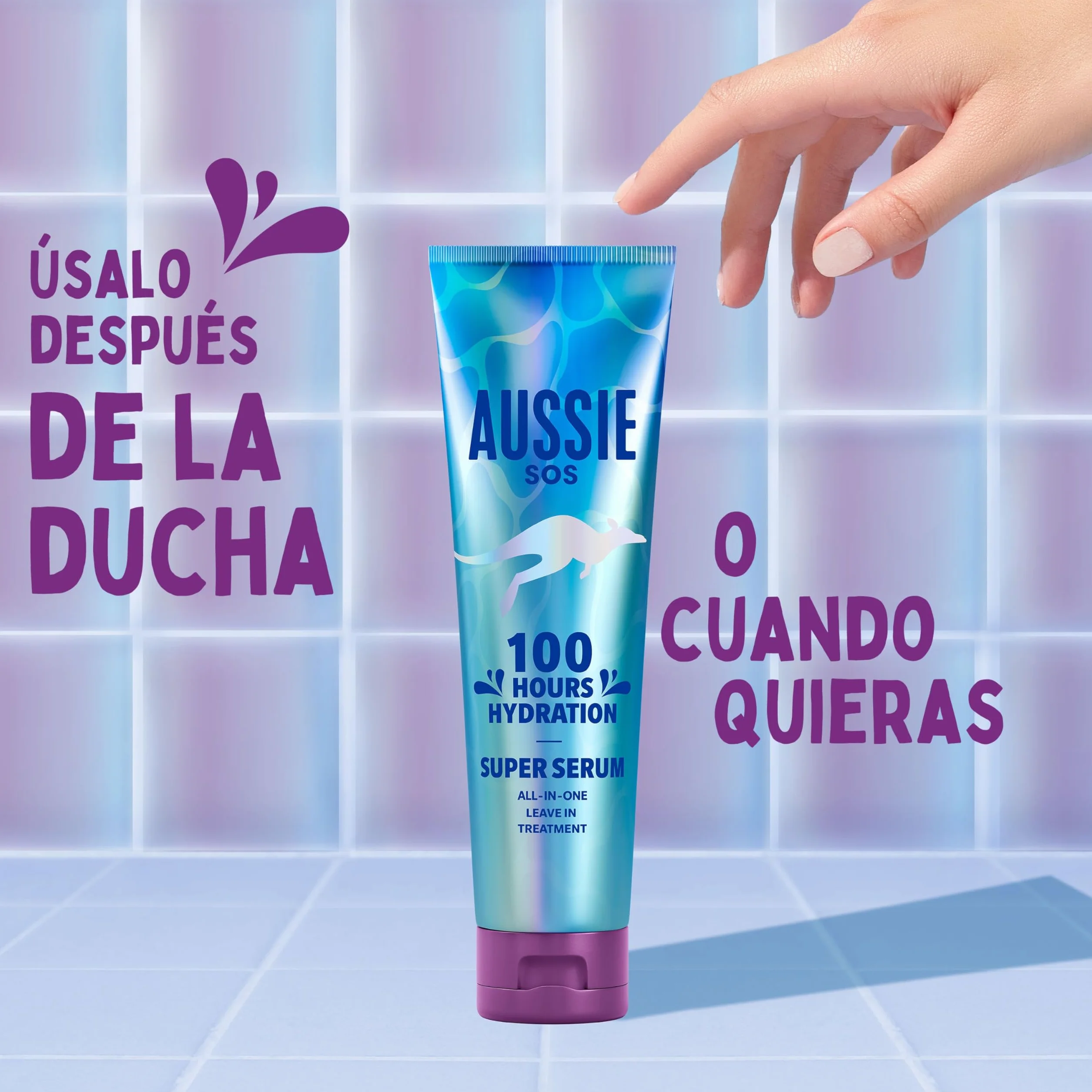 Aussie SOS Super Serum All In One Tratamiento Leave-In 160ml, 100Horas De Hidratación Para Pelo Seco Y Estresado. Hidrata Y Desenreda Al Instante. Previene Las Puntas Abiertas Y Aumenta El Brillo