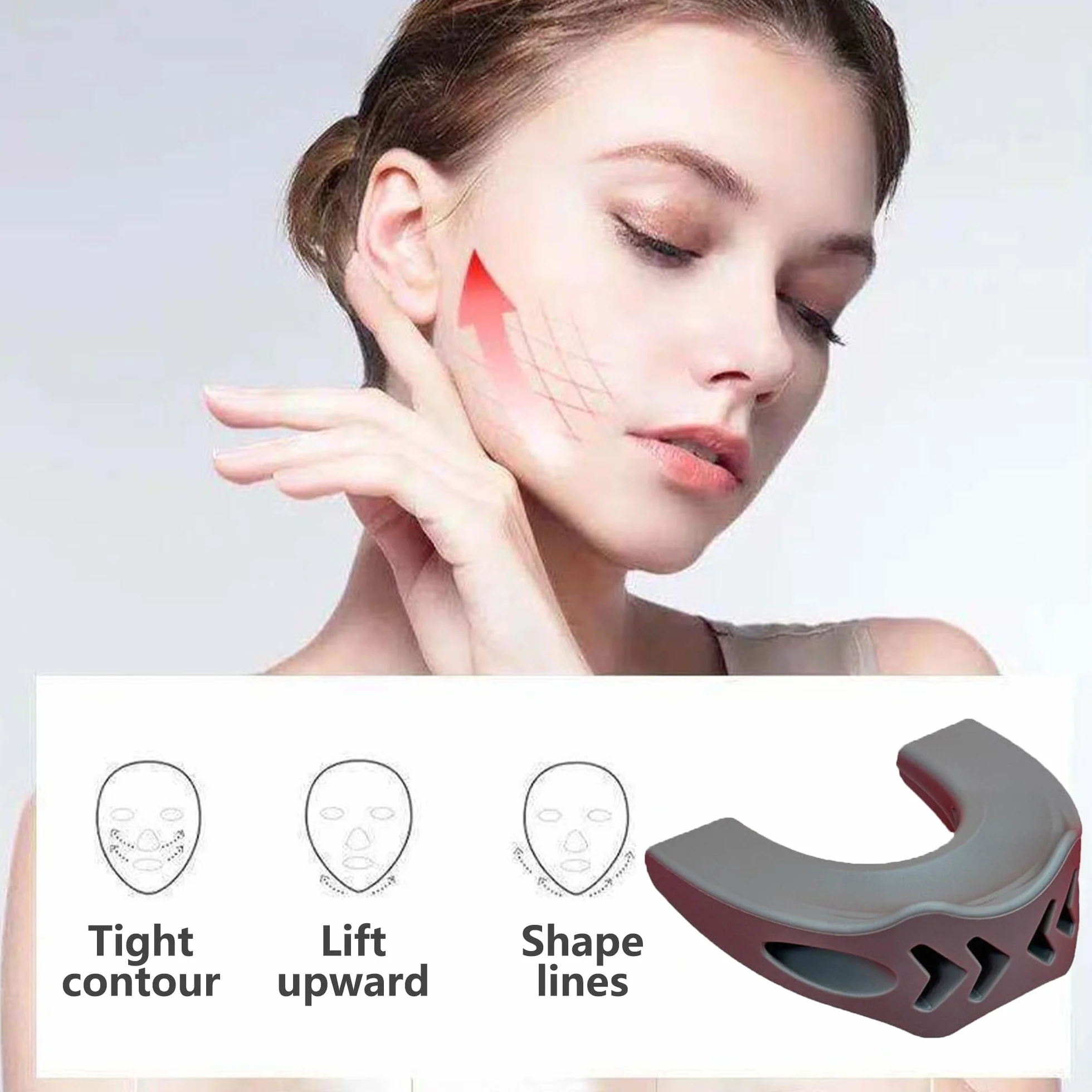 Entrenador de Mandíbula de Silicona, Paquete de 3, Eliminador de Doble Barbilla para Hombres y Mujeres