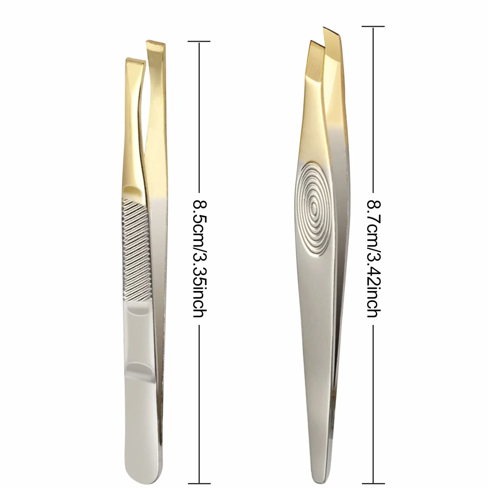 Pinzas Depilar Profesionales Acero Inoxidable Punta Cangrejo 2 pcs Dorado