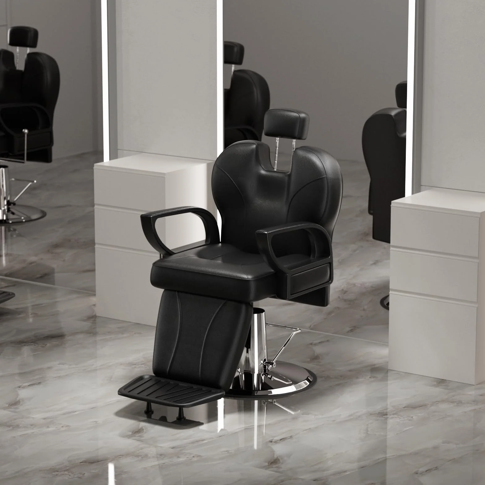 Sillón de Peluquería Hidráulico Reclinable 360° 63 x 54 x 92-105 cm Negro