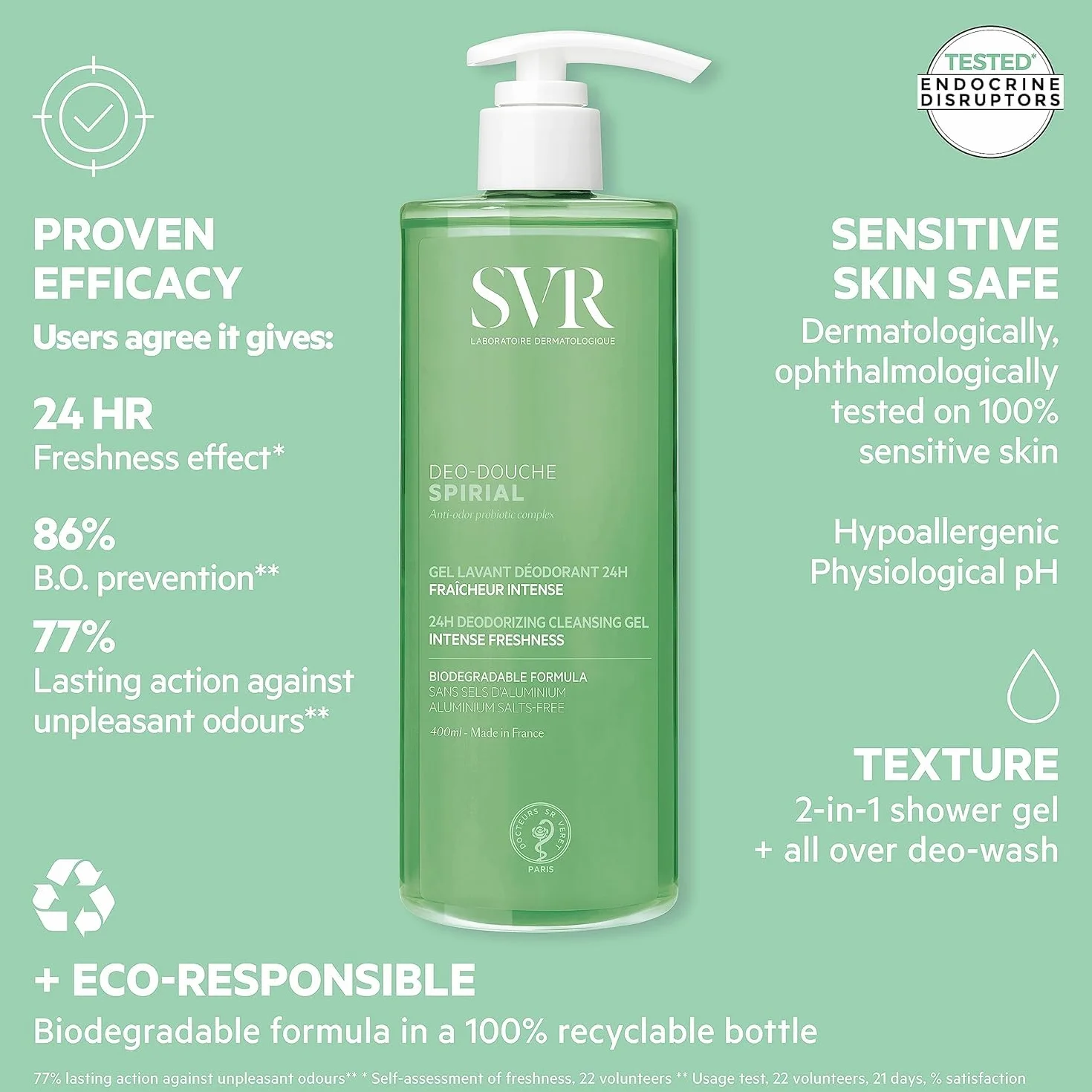 SVR Spirial Deo-Douche Gel 2 en 1 Gel de Ducha y Desodorante 400ml