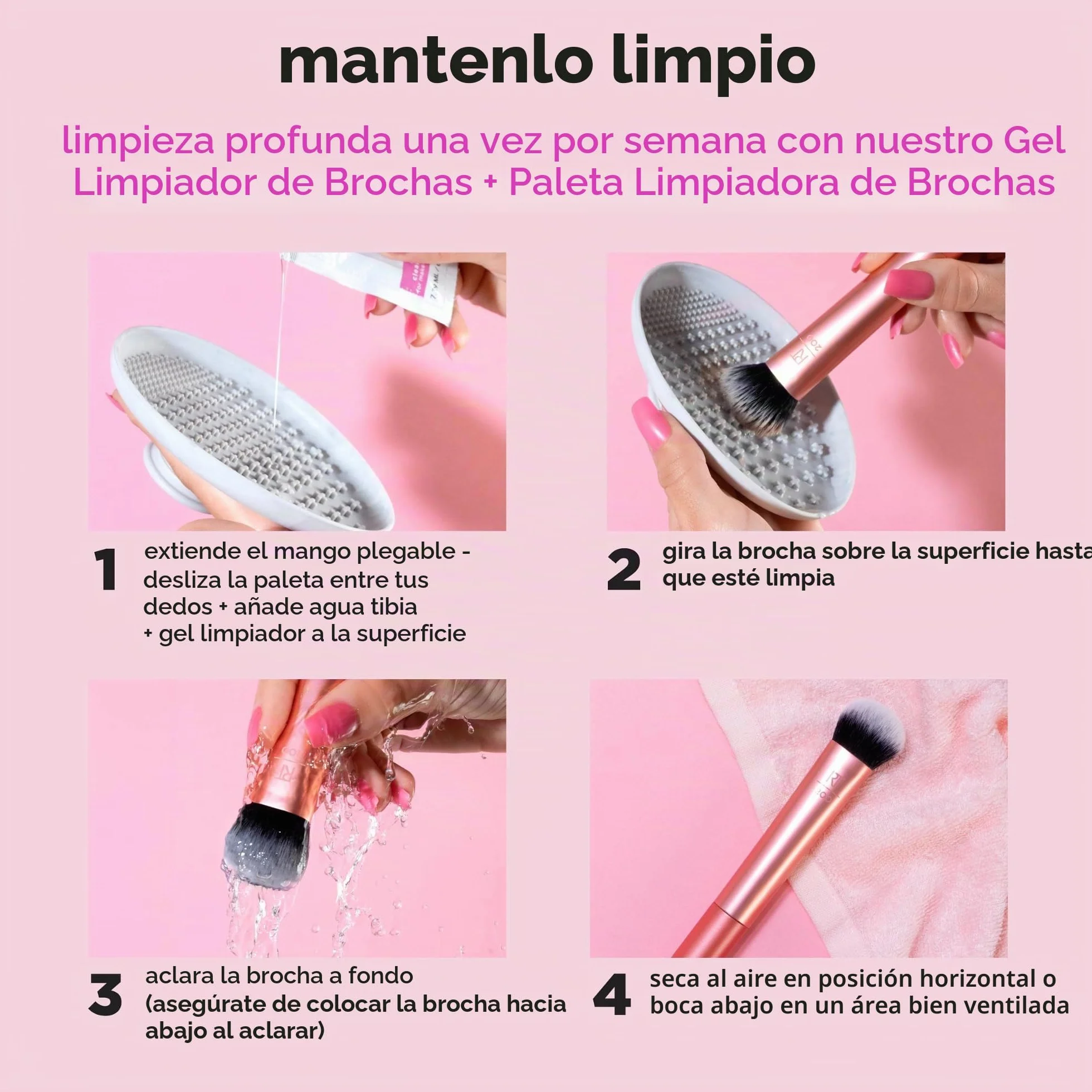 Real Techniques Kit de minibrochas Travel Fantasy, brochas maquillaje sombras ojos iluminadores, juego 11 piezas